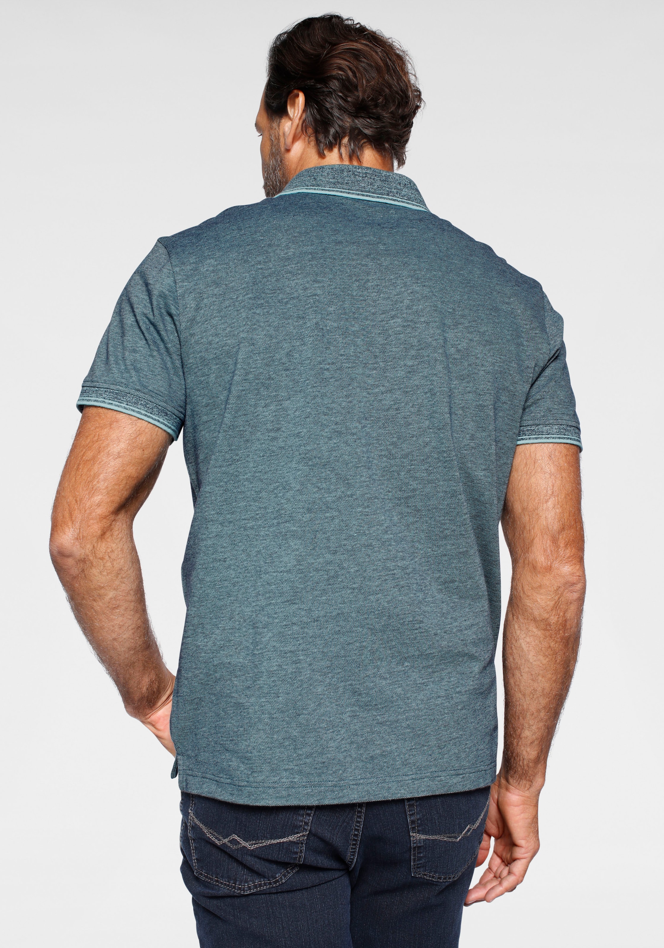 Arizona Poloshirt, Kurzarm, mit Polokragen, mit Print-Applikationen, aus Piqué-Stoff