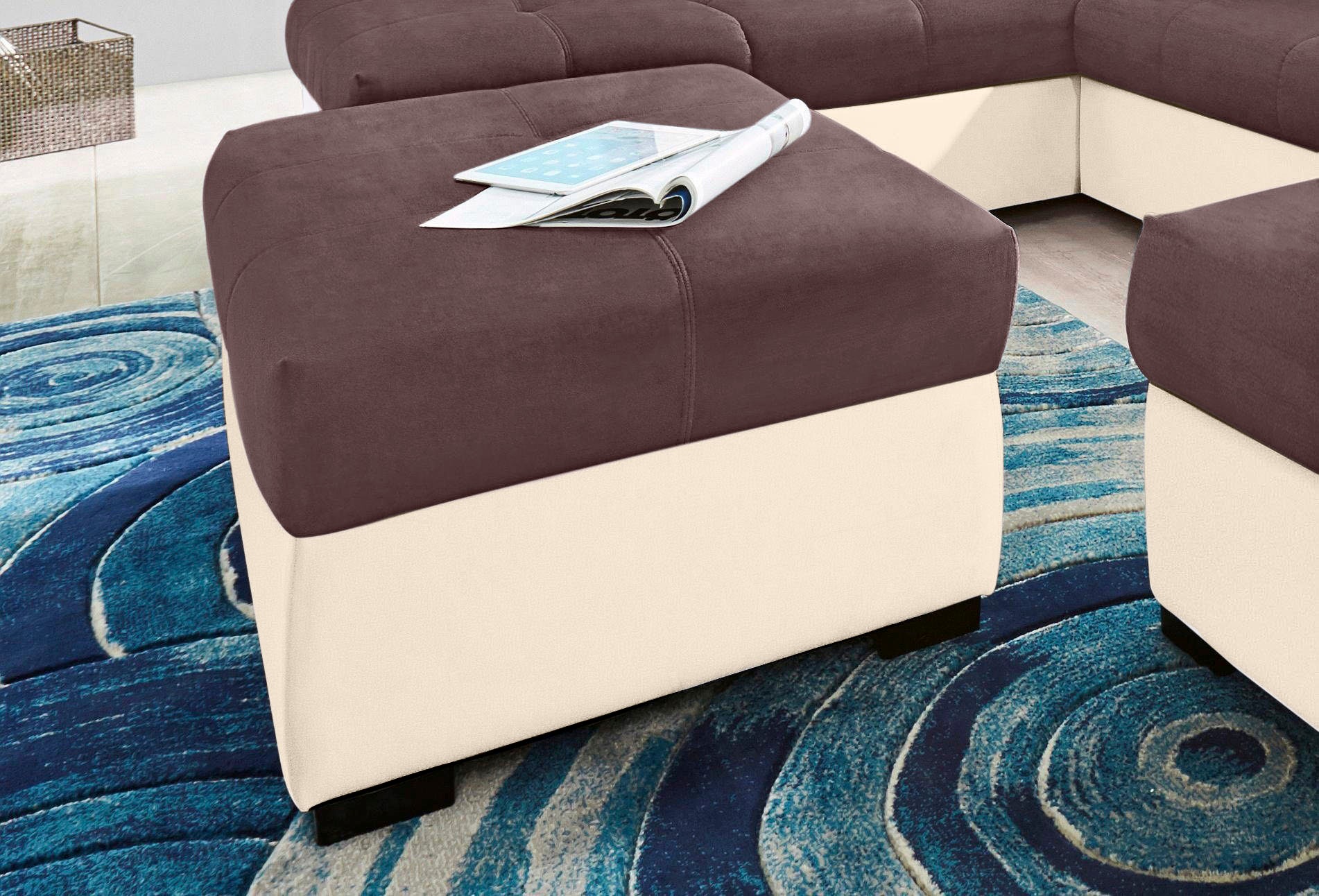 COTTA Polstergarnitur »Speedway L-Form«, (Set), Set bestehend aus: Ecksofa mit Kopfteilverstellung & Hocker