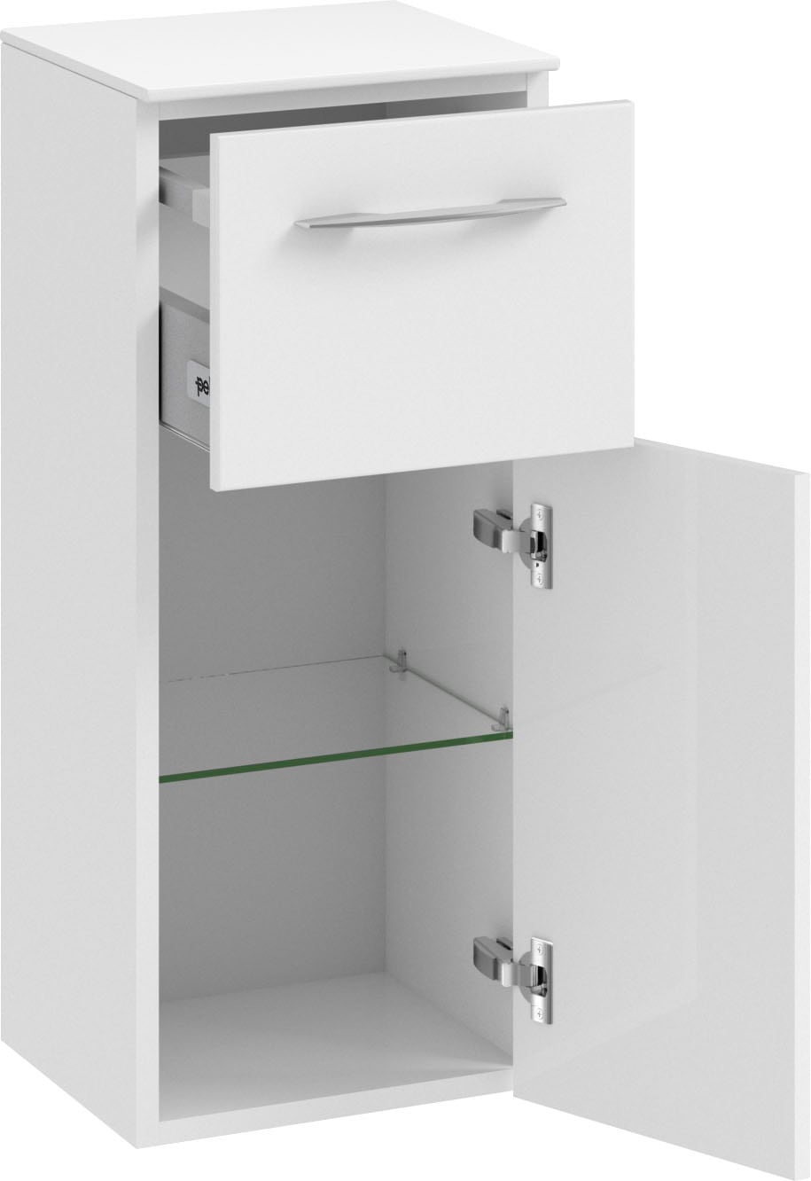 Saphir Badmöbel-Set »Cassca Sprint 4-teilig Mineralmarmor-Waschtisch mit LED-Spiegelschrank«, (5 St.), Midischrank, Unterschrank, inkl. Türdämpfer, 7 Türen, 5 Schubladen