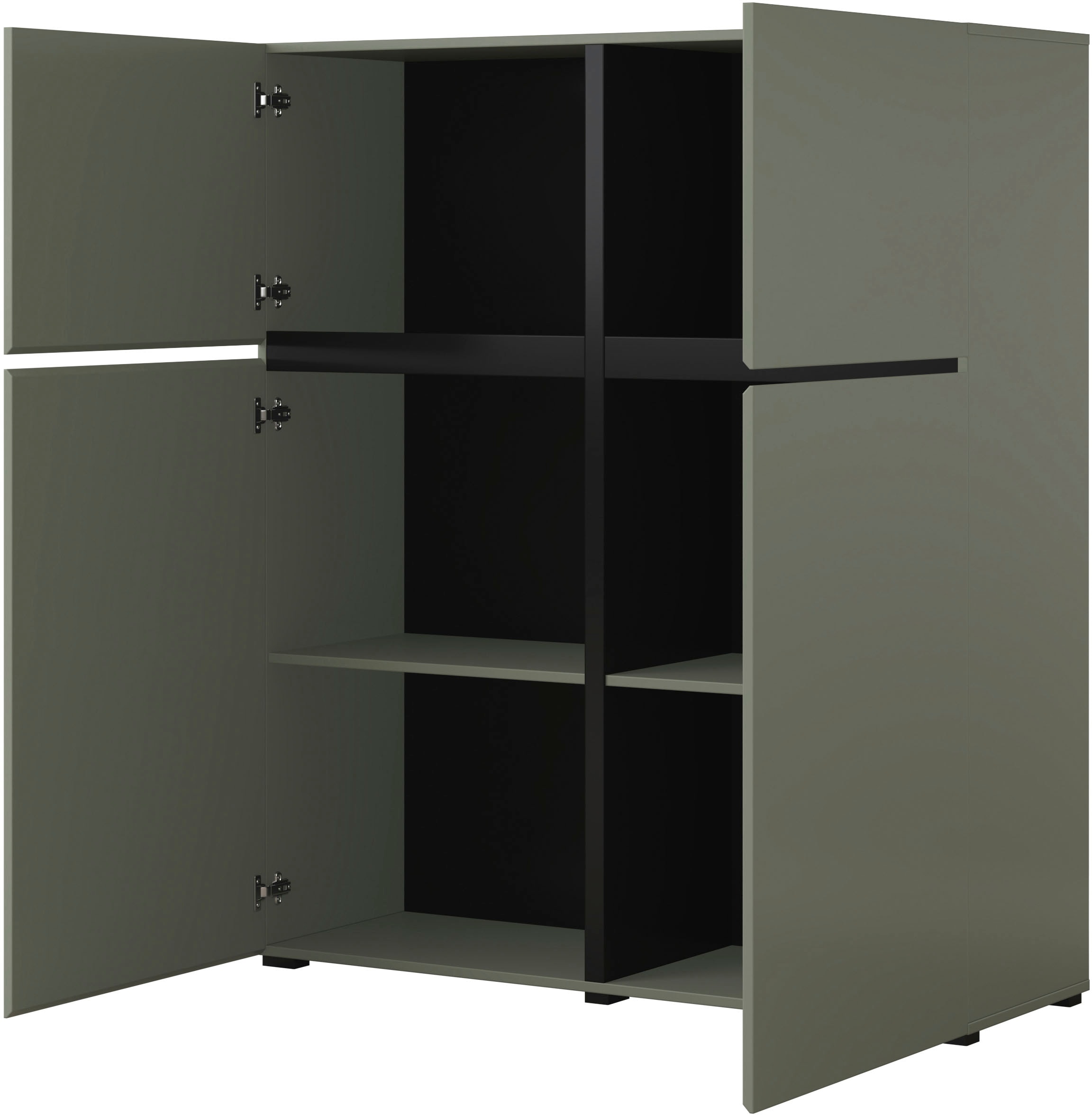 INOSIGN Highboard »Cross, moderne grifflose Hochkommode mit 4 Türen,Türkommode«, Hochschrank, Höhe 139 cm mit viel Stauraum, Einlegeböden verstellbar