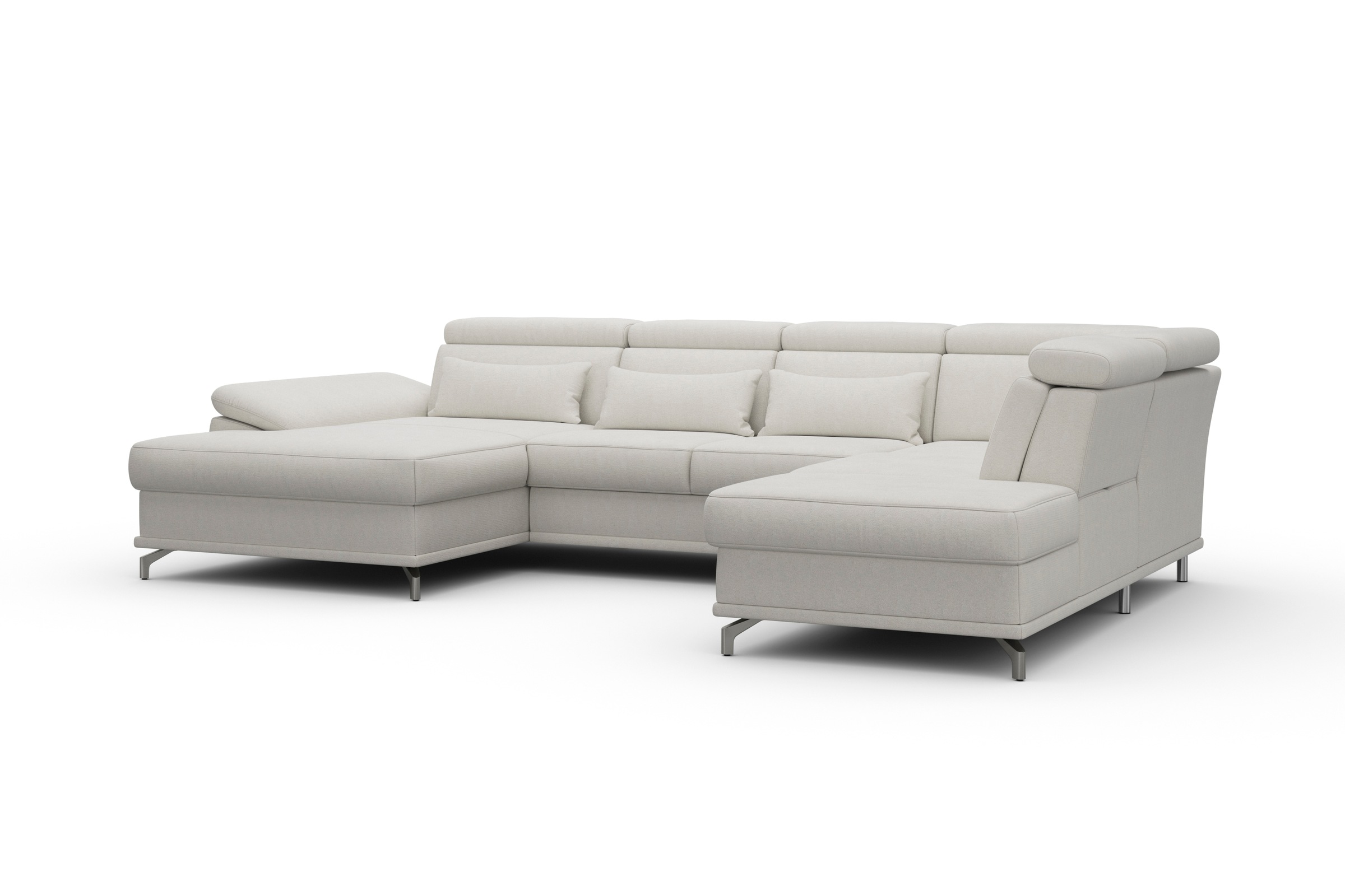 sit&more Wohnlandschaft »Cabrio U-Form, mit Sitztiefenverstellung, Arm- und Kopfteilverstellung«, 3 Nierenkissen, Federkern, optional Bettfunktion und Stauraum