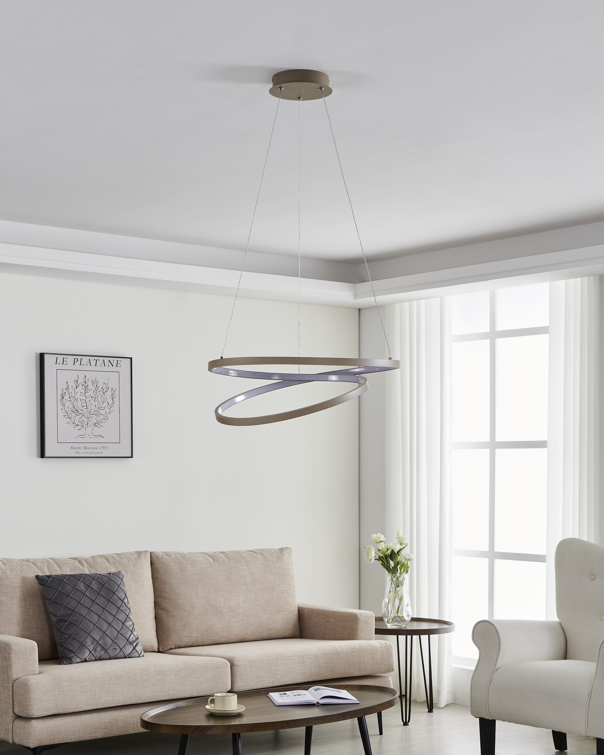 EGLO Hängeleuchte »RUOTALE Pendellampe - Alu, Stahl - LED - 36W - IP20« LED-Modul 1 Stk. Warmweiß Hängelampe, Deckenlampe, Wohnzimmer, Esszimmer, H150 x Ø55 cm