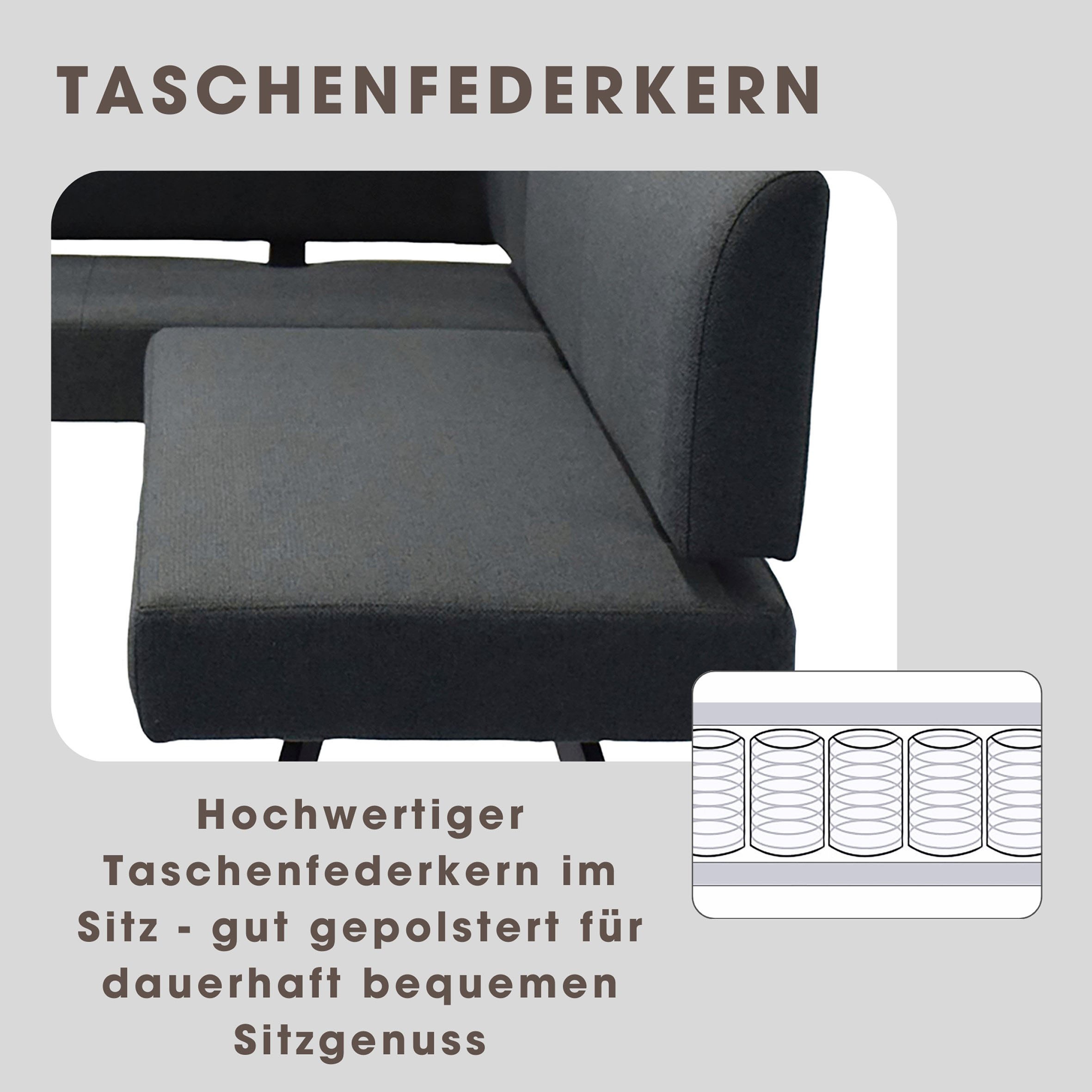 byLIVING Eckbank »TORONTO« Webstoff, bis 160 kg, Taschenfederkern, 4-Fußgestell, 3 Sitzplätze