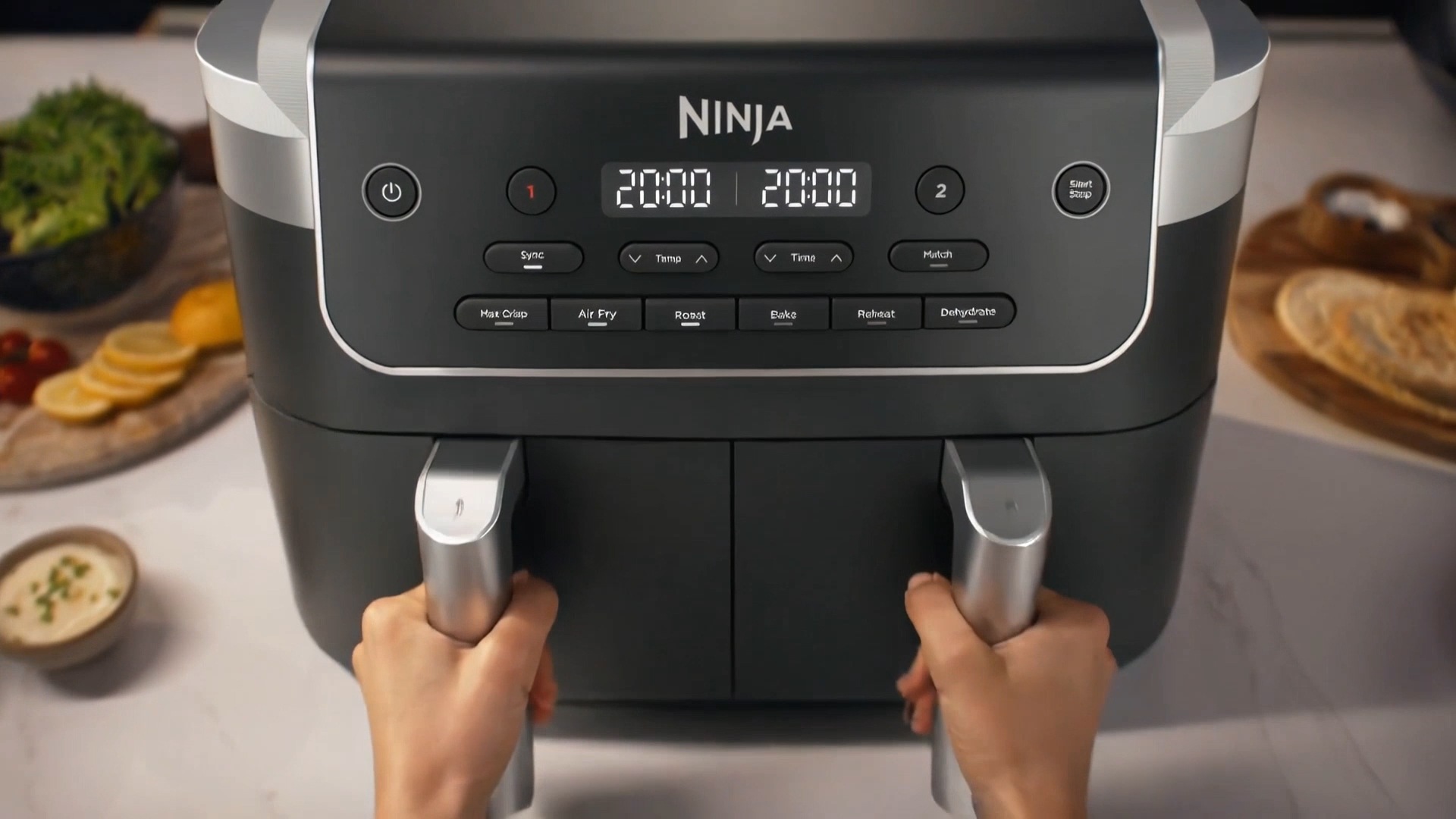 NINJA Heißluftfritteuse »DualZone 7,6-l-Heißluftfritteuse mit 2 Schubladen  DZ801EU« 2470 W Koche gleichzeitig ein Hauptgericht + Beilage für ein  Familienessen