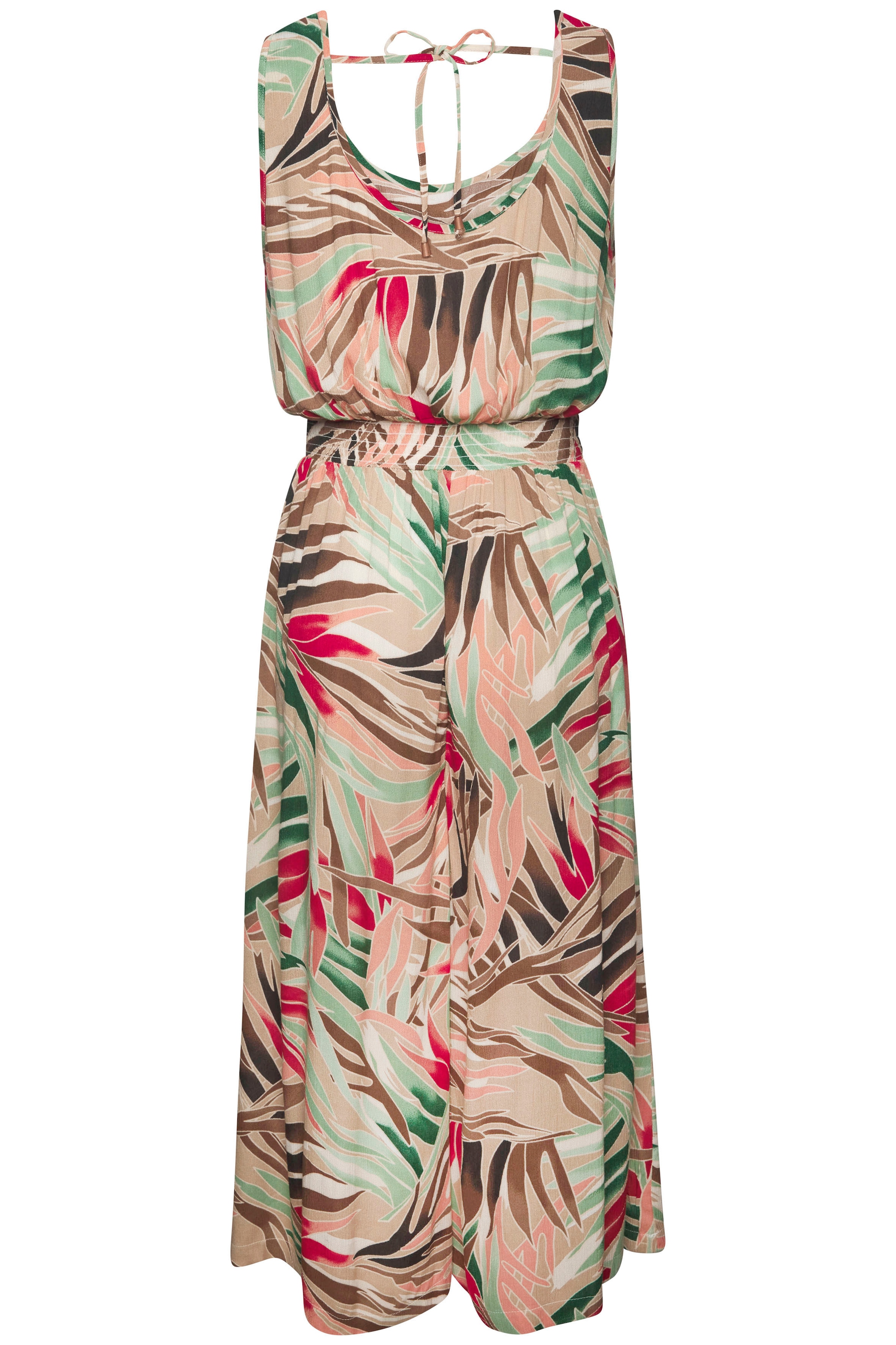 Vivance 7/8-Overall, aus gekreppter Viskose, Jumpsuit mit Alloverprint und weitem Bein