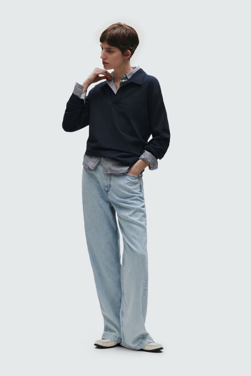 Marc O'Polo Langarm-Poloshirt »Heavy Jersey-Woven«, mit sportlichem Kragendesign