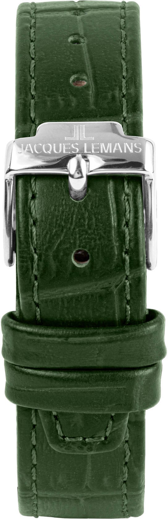 Jacques Lemans Quarzuhr »Torino«, Armbanduhr, Damenuhr, Lederarmband, Perlmutt, Tag, Glaskristalle