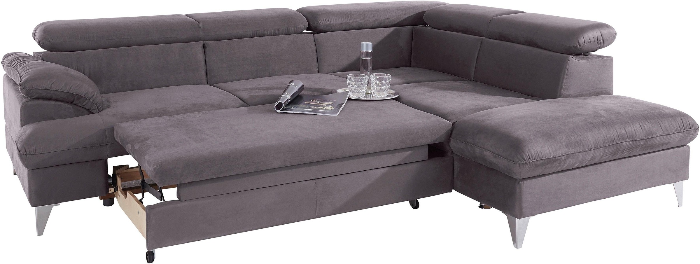 COTTA Polstergarnitur »Caluso L-Form«, Set bestehend aus: Ecksofa mit Kopfteilverstellung & Hocker