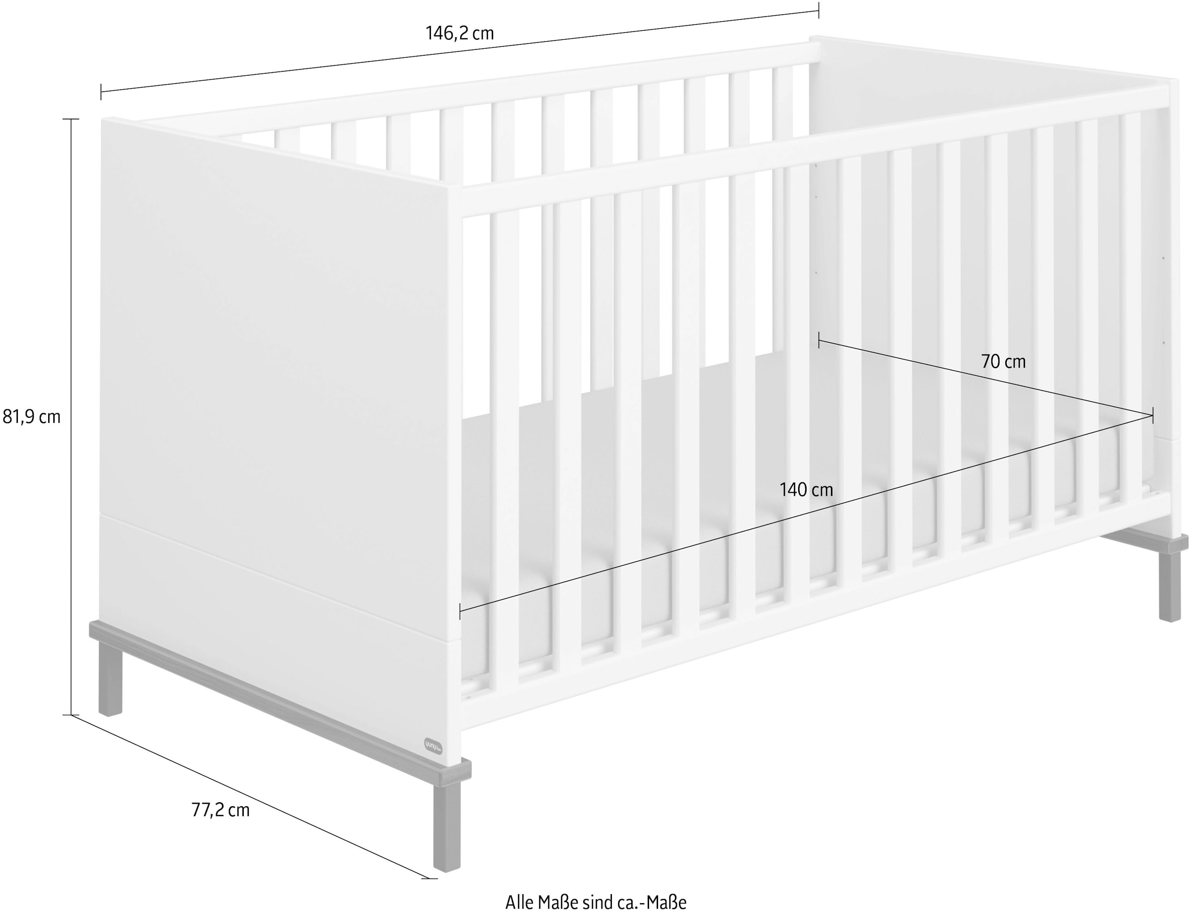 YUNY by PAIDI Babybett »LOVELY ALIV höhenverstellbar, umbaubar zum Juniorbett«, yuny by PAIDI