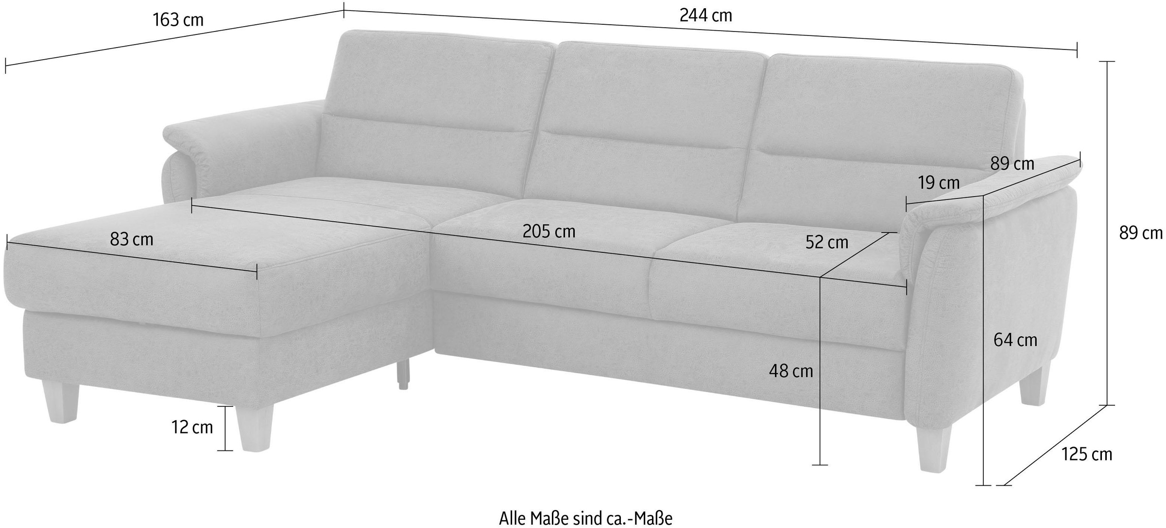 Home affaire Ecksofa »Palmera L-Form«, Federkern, wahlweise mit Bettfunktion und mit/ohne Bettkasten