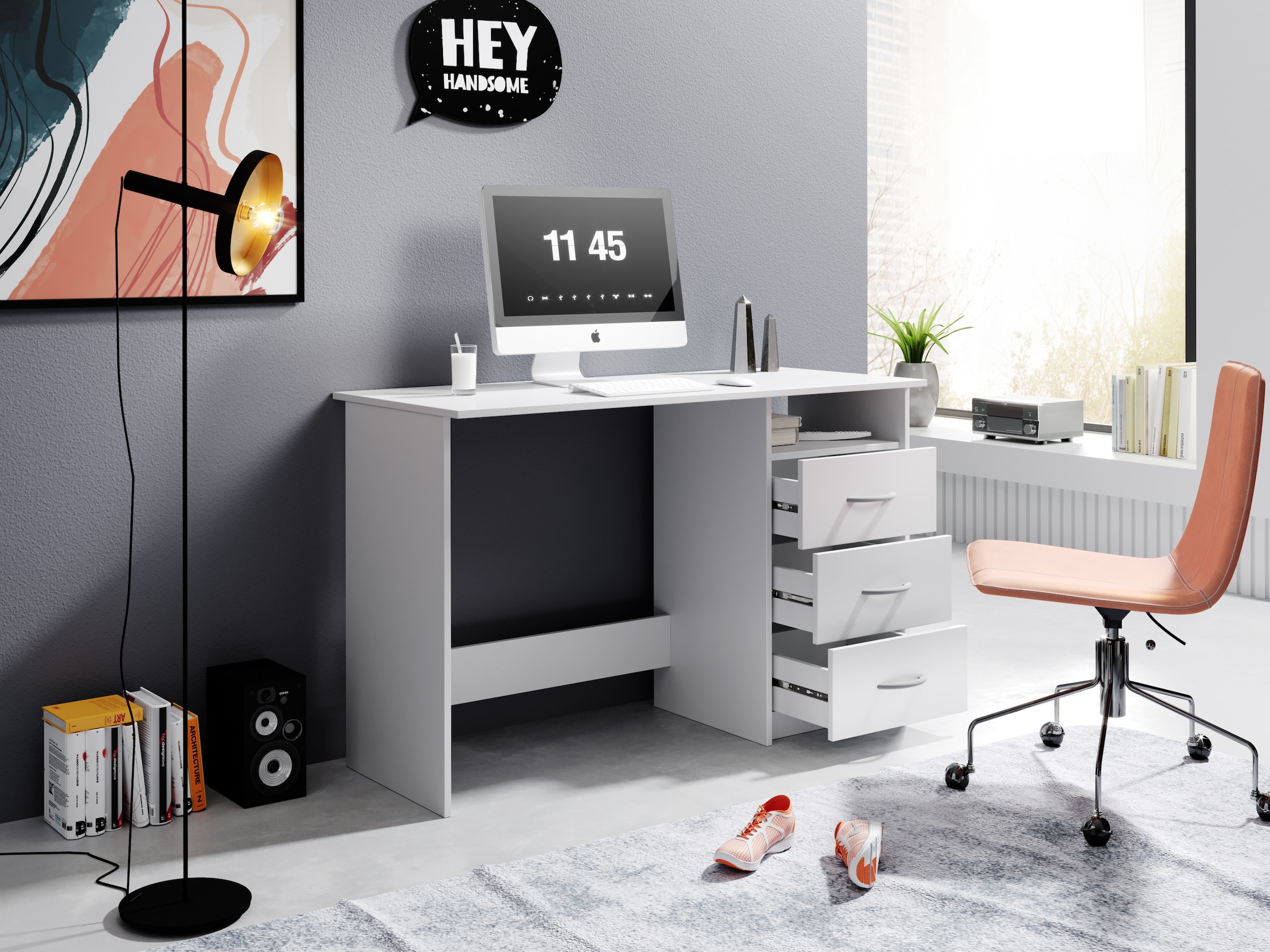 BEGA OFFICE Schreibtisch »Adria, Computertisch,«, Schubkästen rechts oder links montierbar, Breite 123 cm