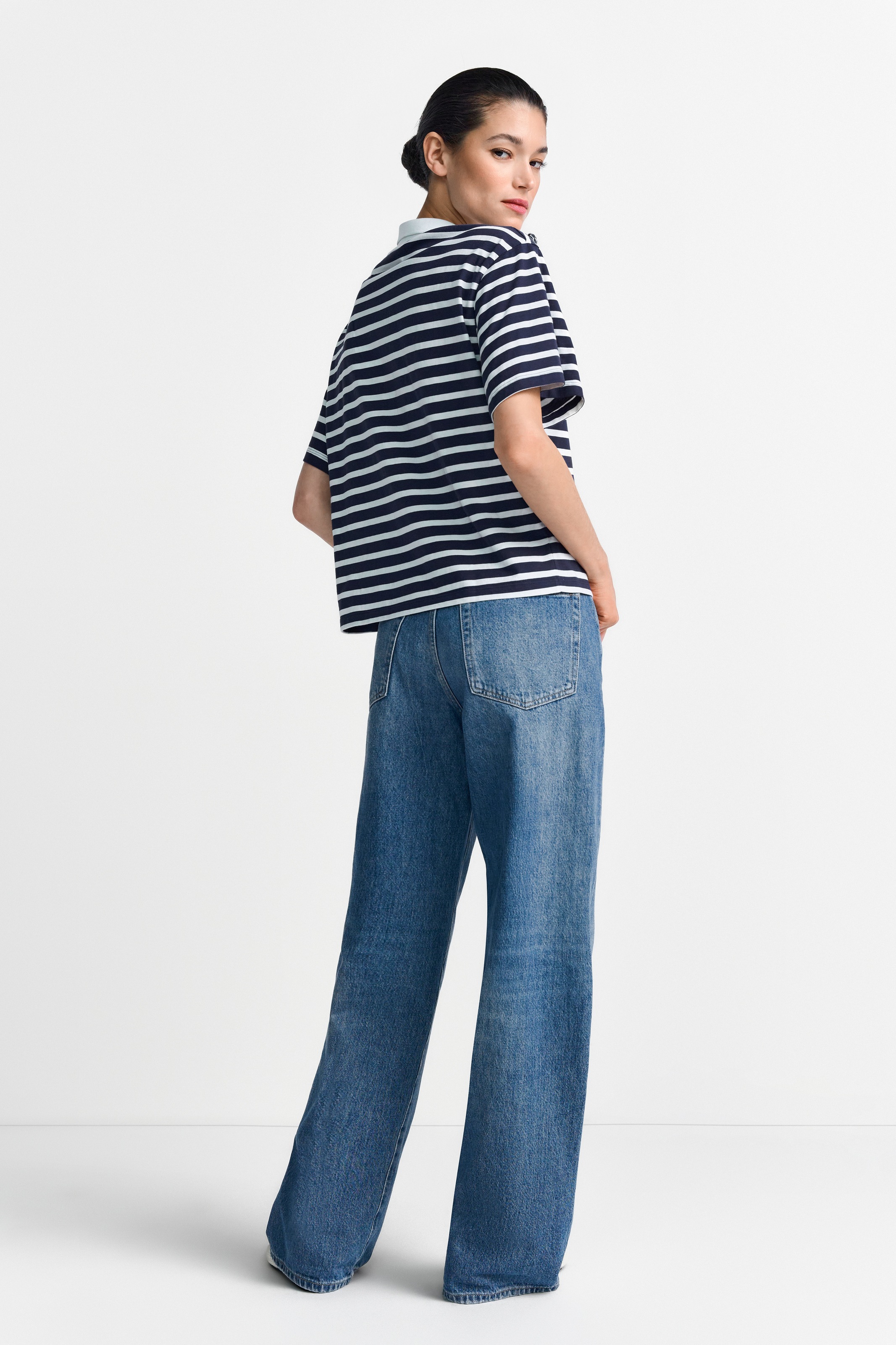 RICHROYAL Poloshirt mit Blume-Applikationen, Gerade Form