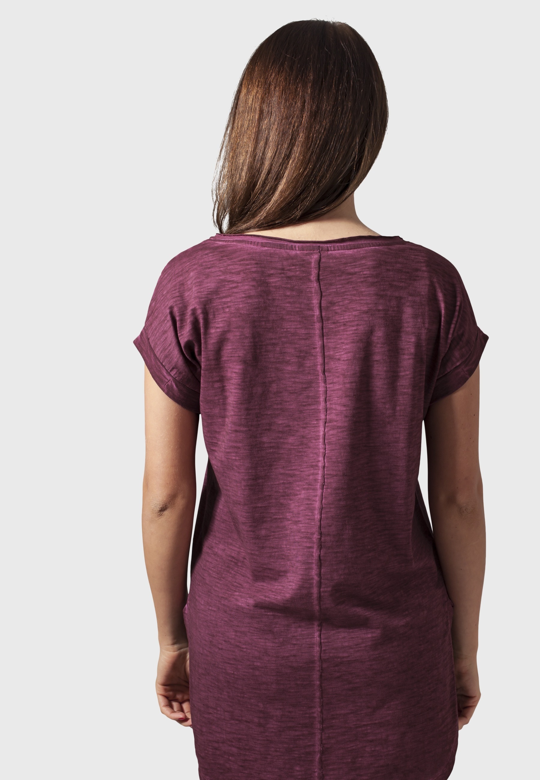 URBAN CLASSICS Kurzarmshirt »Urban Classics Damen Ladies Long Back Shaped Spray Dye Tee« 1 Stk.