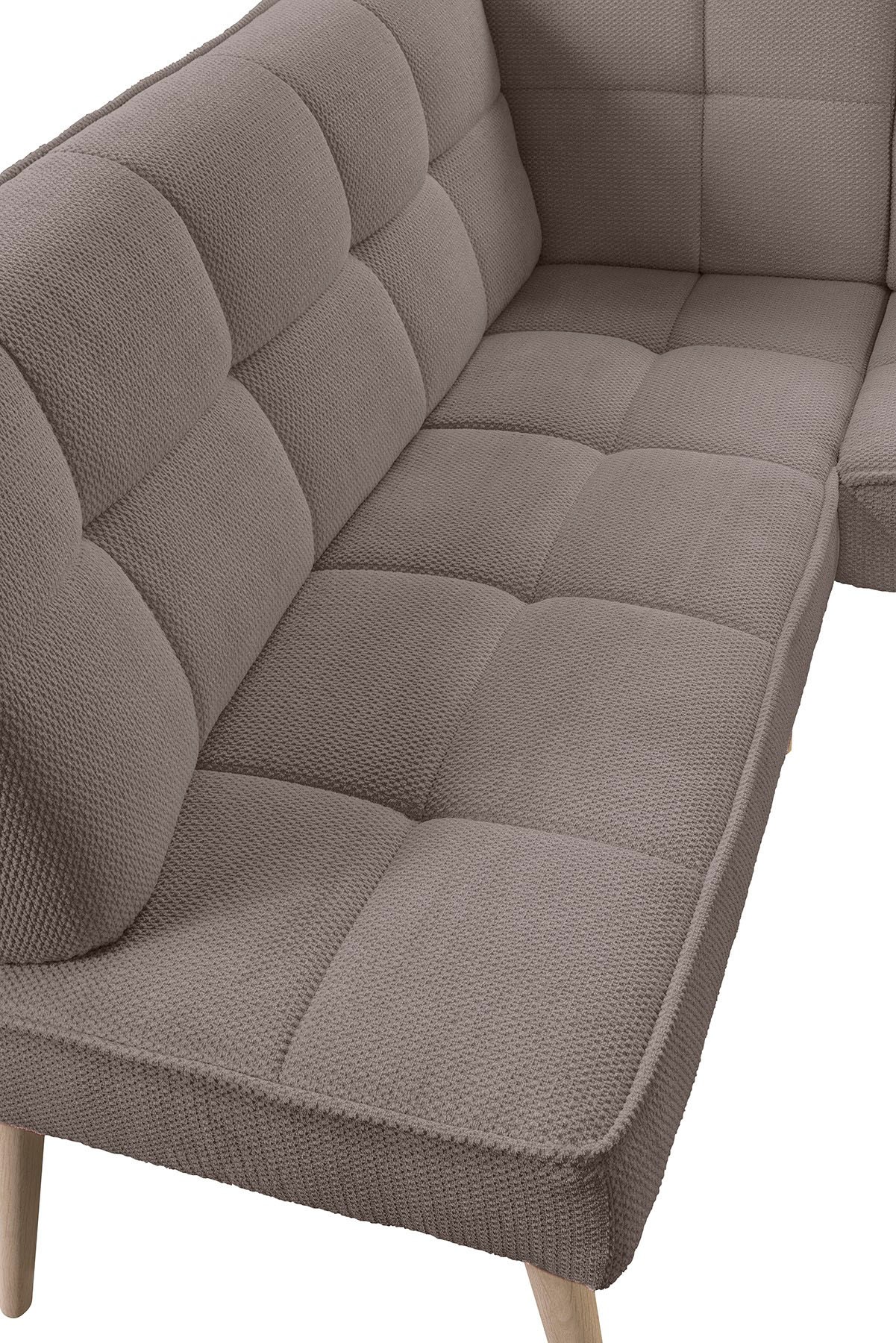exxpo - sofa fashion Eckbank »Latte« moderne Sitz- und Rückensteppung, bequem und elegant, hoher Holzfuß