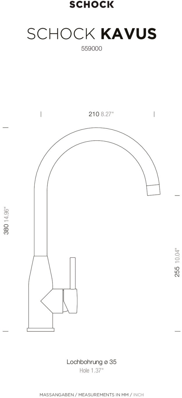 Schock Küchenarmatur »Kavus« Hochdruck, Festauslauf, Flüsterperlator, Schwenkbereich 360°