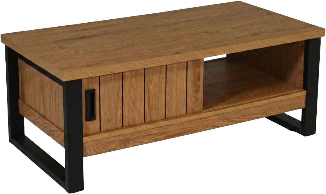 Jahnke Couchtisch »RIVA COFFEE« Couchtisch mit Stauraum & Schiebetüren, Eiche-Optik, Breite: 108,5 cm