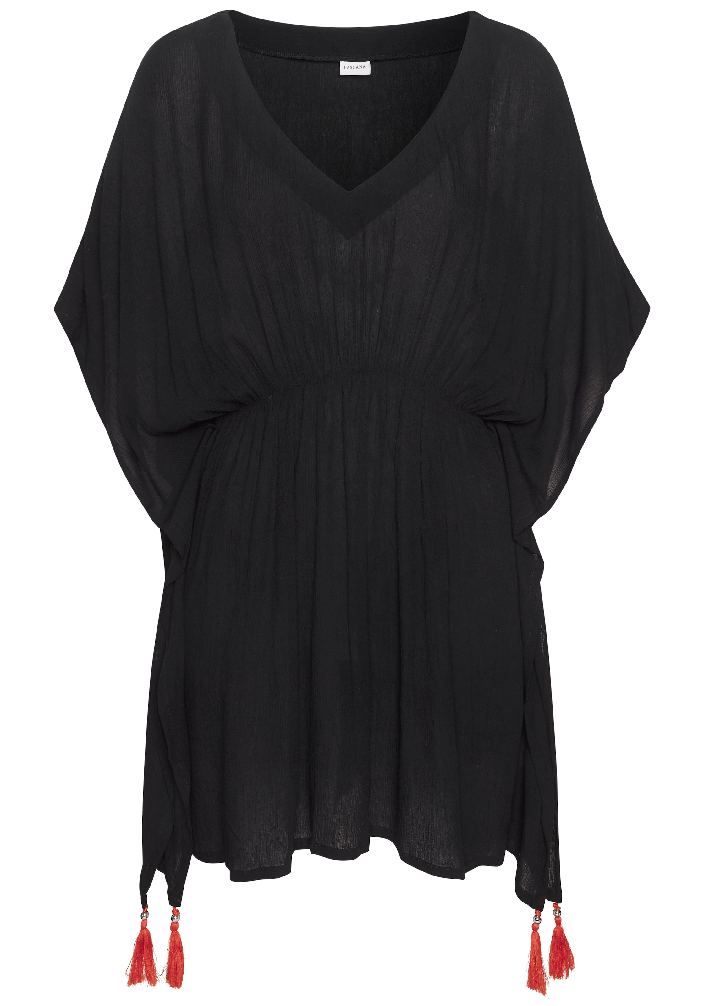 LASCANA Tunika aus gekreppter Viskose, Blusenkleid, Strandmode, transparent