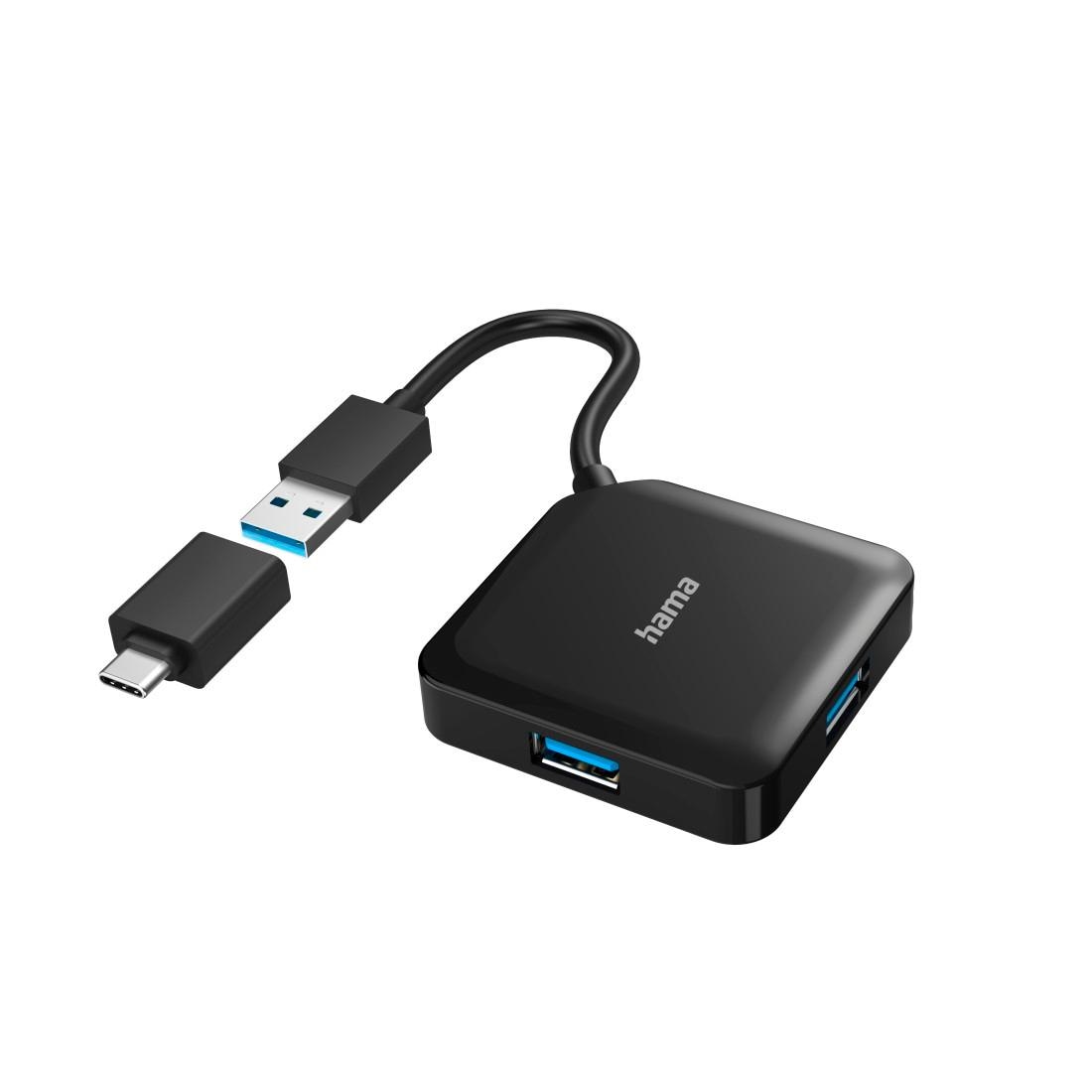 Hama USB-Adapter »USB-C Multiport Adapter Set 2 in1, USB-C, USB-A, USB 3.2 Gen1, schwarz«, USB-C zu USB Typ A, 15 cm