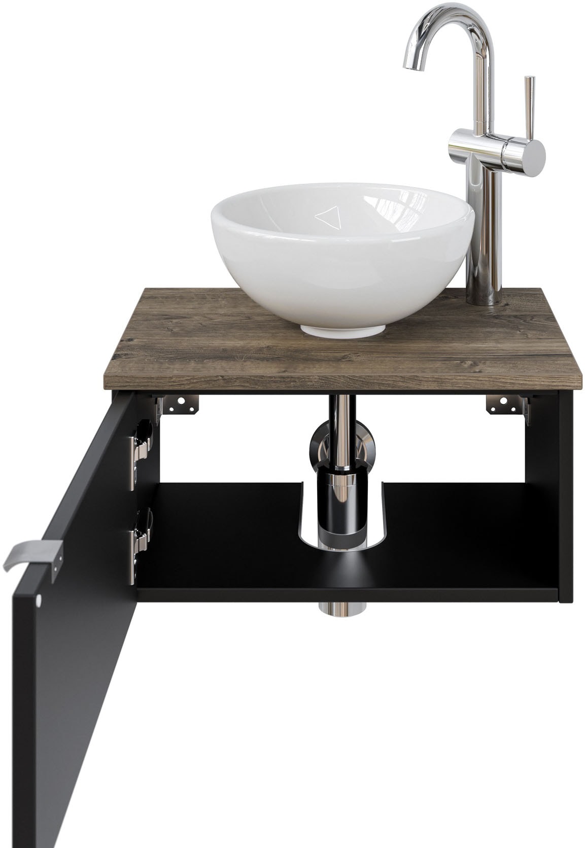 Saphir Waschtisch »Serie 6915 Waschschale mit Unterschrank für Gästebad, Gäste WC«, 51 cm mit Keramik-Aufsatzbecken und 1 Tür