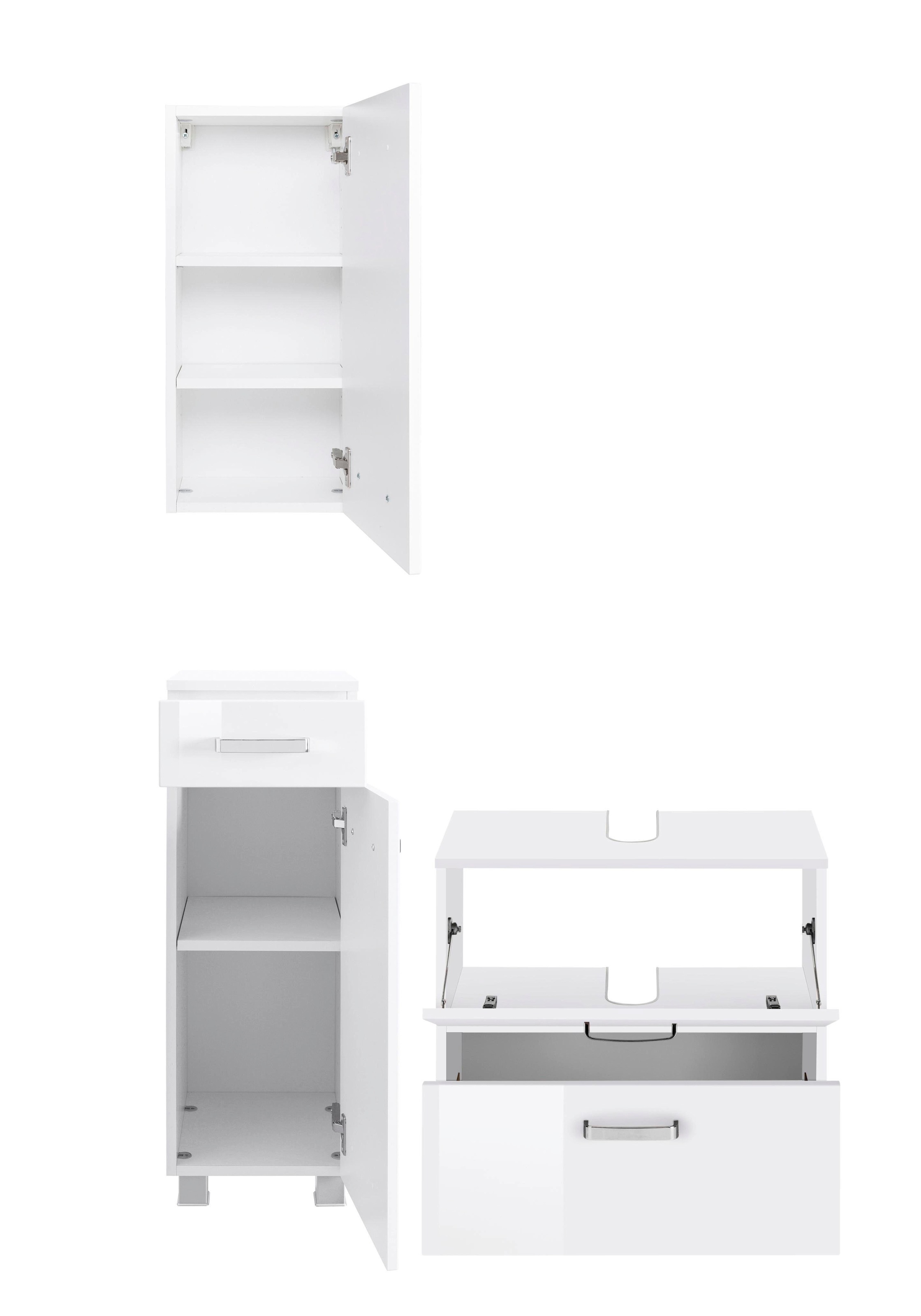welltime Badmöbel-Set »Ravenna«, (3 St.), Hängeschrank, Unterschrank, Waschbeckenunterbeckenschrank