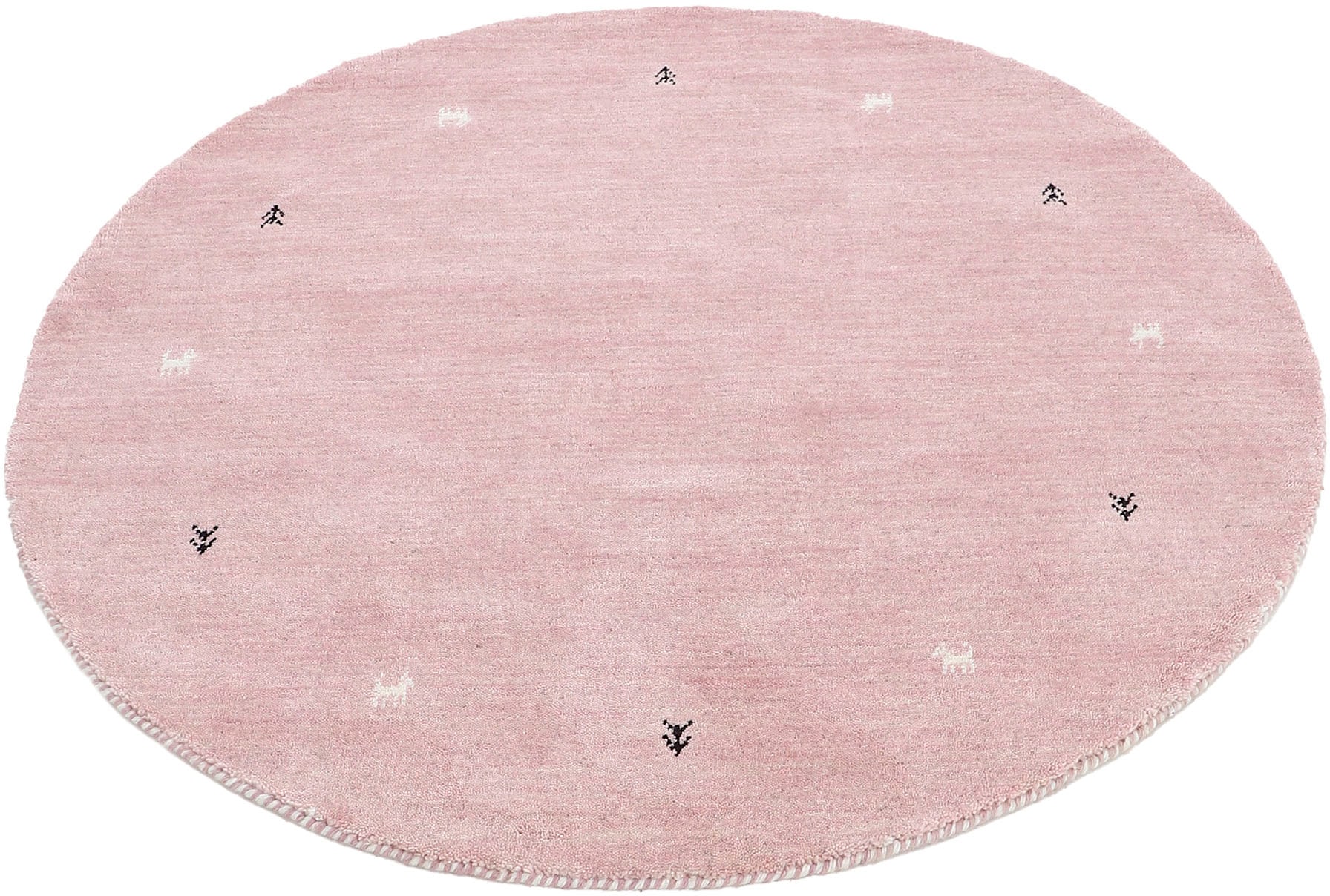 carpetfine Wollteppich »Gabbeh Uni«, rund, 15 mm Höhe, reine Wolle handgewebt, Gabbeh Tiermotiv warmes Raumklima viele Größen