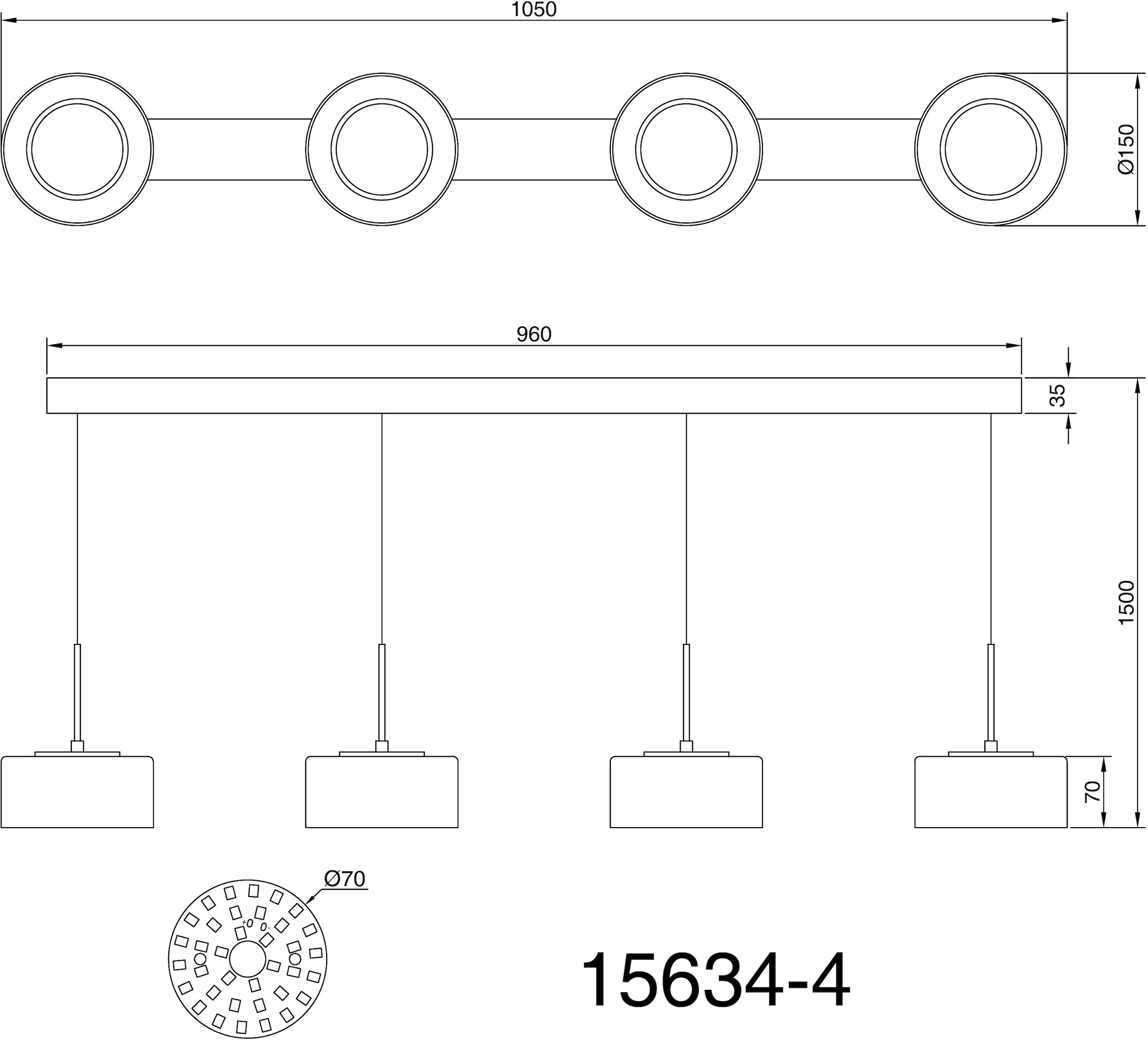 GLOBO LIGHTING LED Pendelleuchte »FOGSY«, Leuchtmittel LED-Modul | LED fest integriert, Hängelampe/Pendelleuchte/Glas rauchfarben/Höhe kürzbar/Esstisch