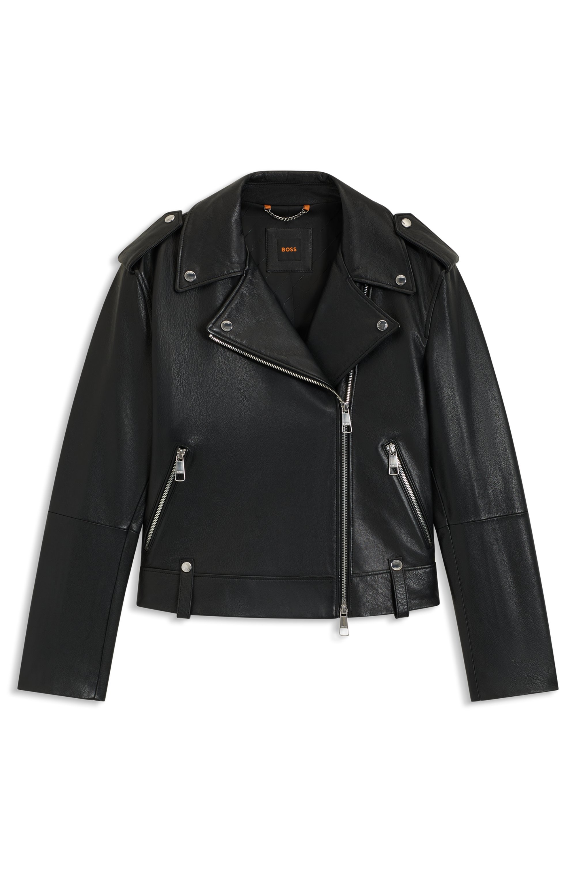 BOSS ORANGE Lederjacke »Sandy Premium Damenmode«, mit genarbter Struktur