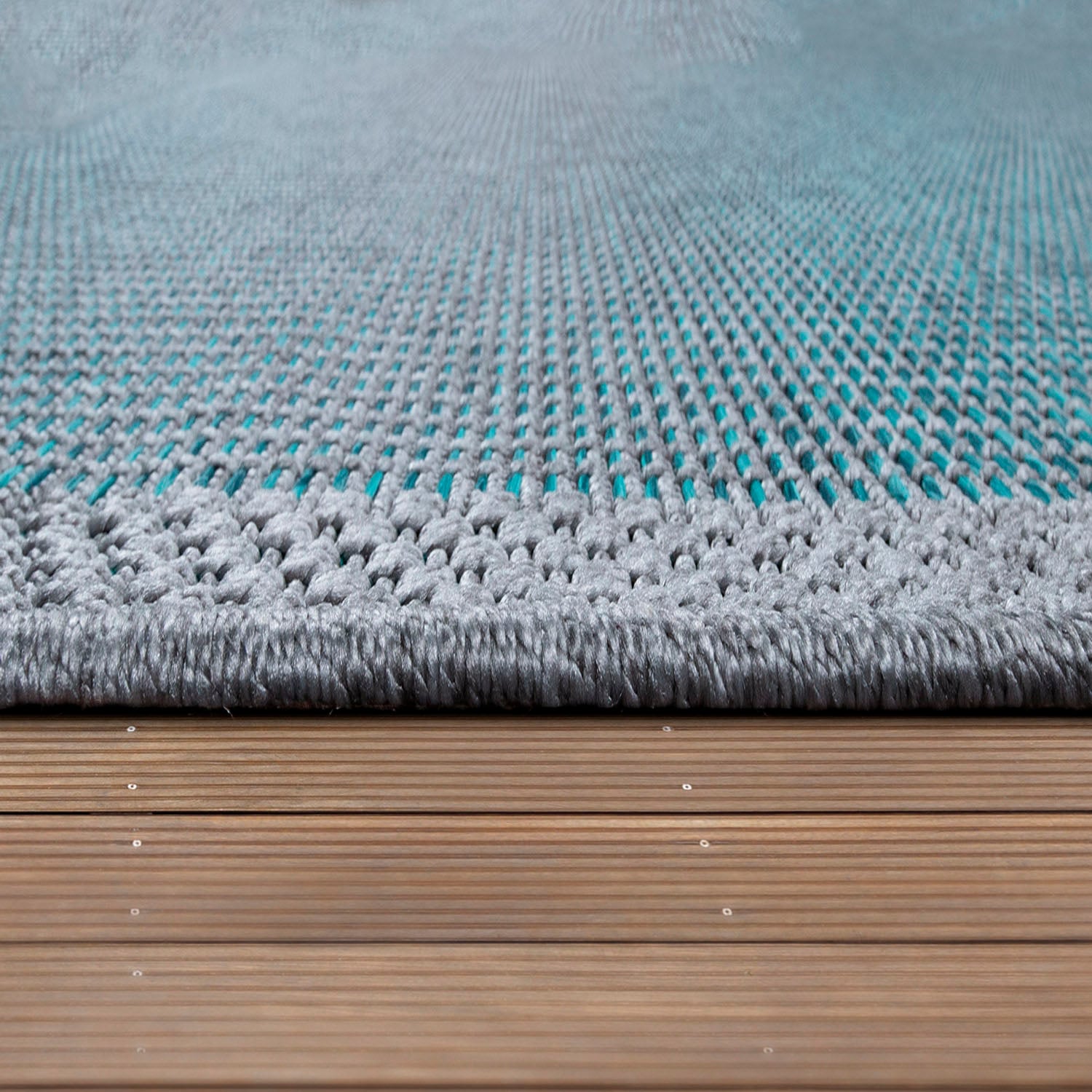 Paco Home Teppich »Quebec 135«, rund, 4 mm Höhe, Flachgewebe, meliert, mit Bordüre, In- und Outdoor geeignet