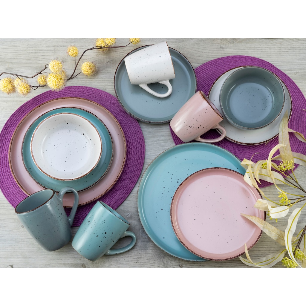 CreaTable Kombiservice »Geschirr-Set Modern Fashion«, (Set, 16 tlg., Kaffeeservice und Tafelservice im Set, für 4 Personen)