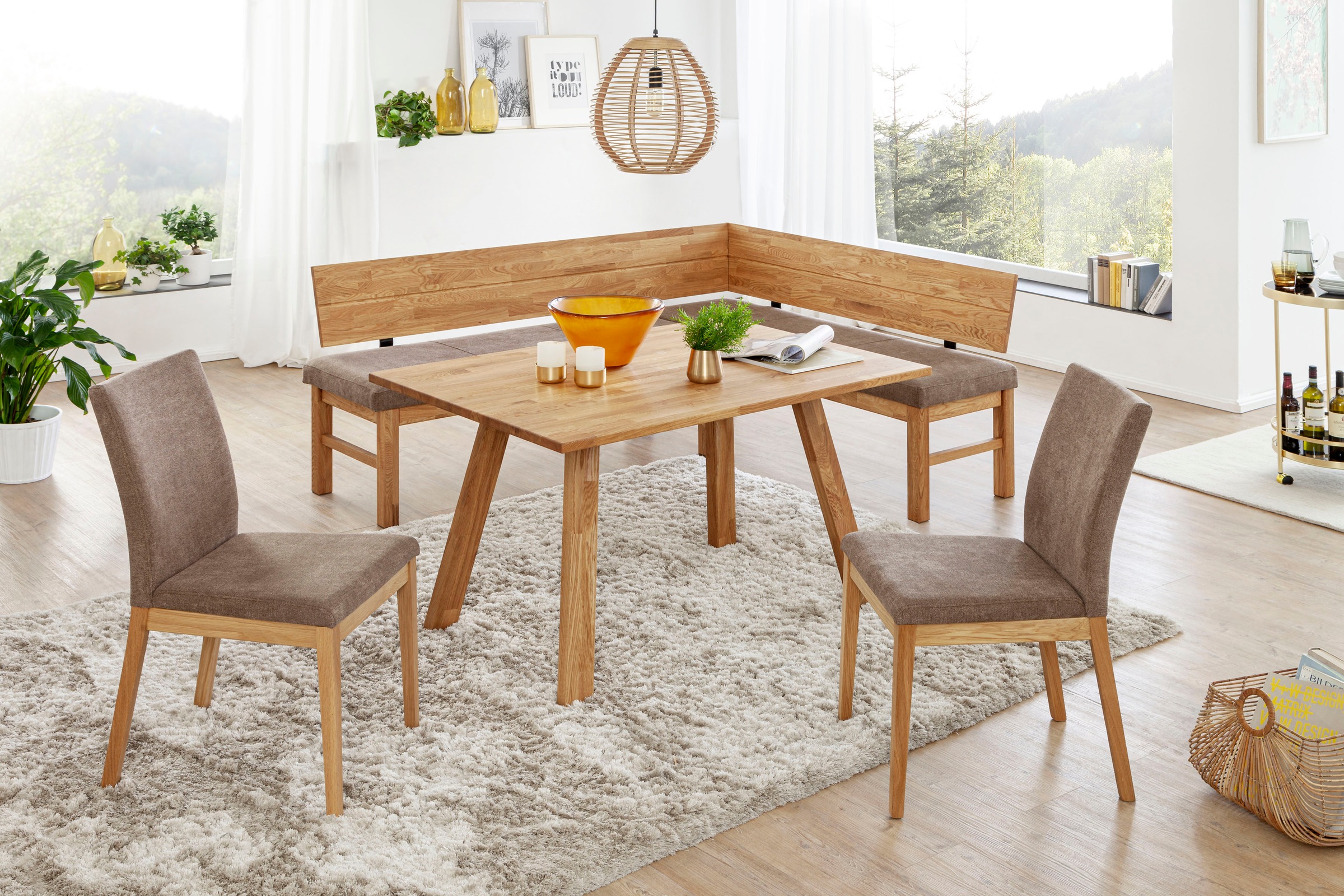SCHÖSSWENDER Eckbankgruppe »Lorenzo«, modernes Design, Gestell aus Massivholz kaufen
