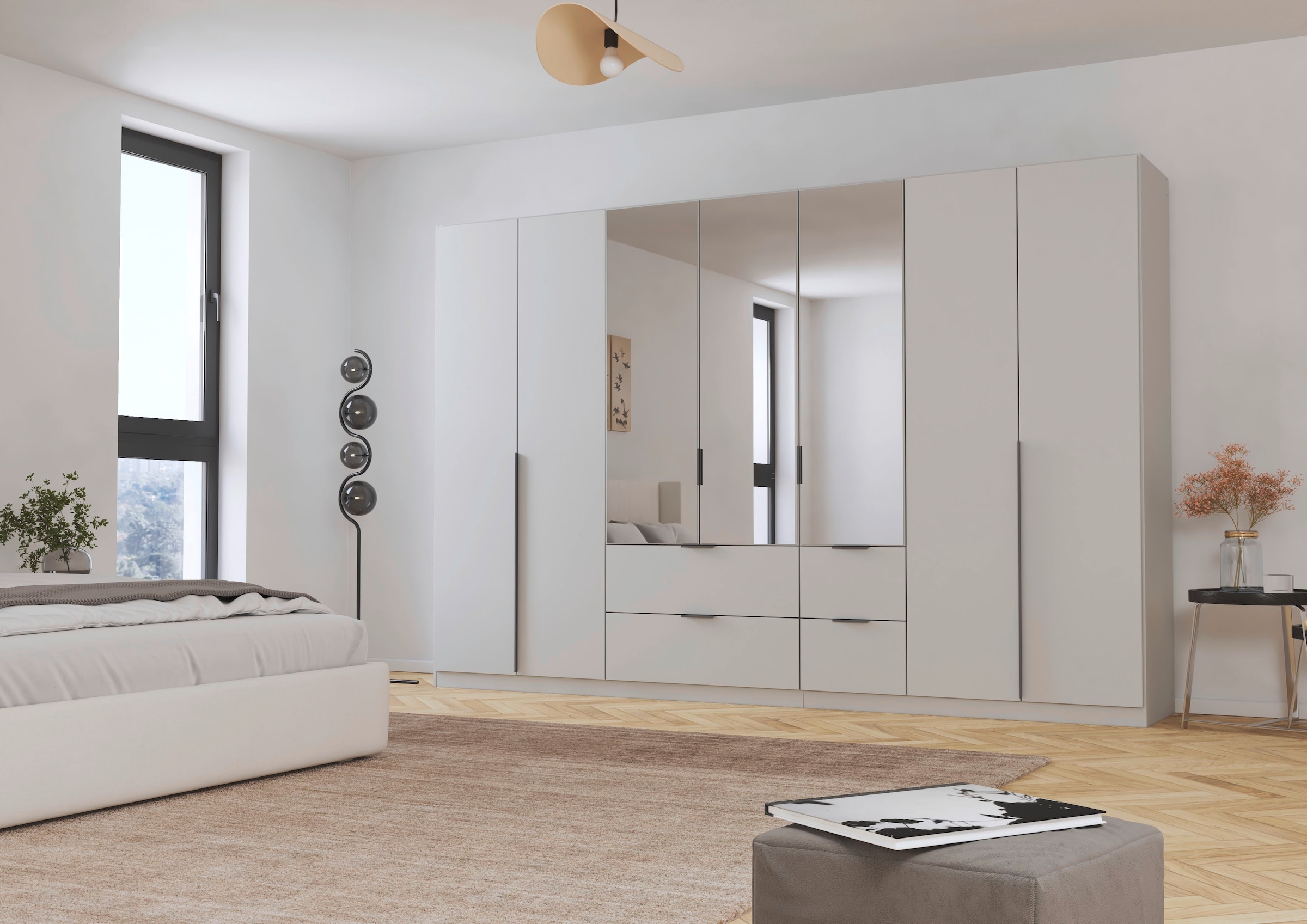 rauch Drehtürenschrank »Kleiderschrank Schrank Garderobe AGORDO mit Dekor- oder Hochglanzfront«, (in zwei Griff-Farben mit Dekor- oder Hochglanzfront), mit Außenschubkästen, in 6 Breiten und 2 Höhen MADE IN GERMANY