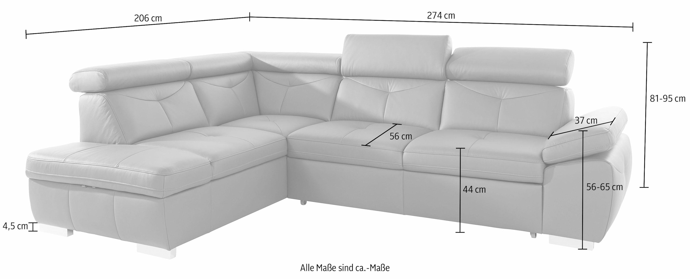 exxpo - sofa fashion Ecksofa »Spring, super bequem und komfortabel mit Armteil- und Kopfteilfunktion«, wahlweise mit Bettfunktion und Bettkasten, L-Form