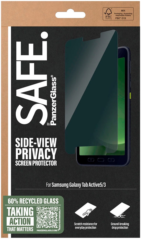 SAFE by PanzerGlass Displayschutzglas »Side-View Privacy Screen Protection«, für Samsung Galaxy Tab Active3-Samsung Galaxy Tab Active5, Displayschutzfolie, Blickschutz, Bildschirmschutz, kratz- & stoßfest