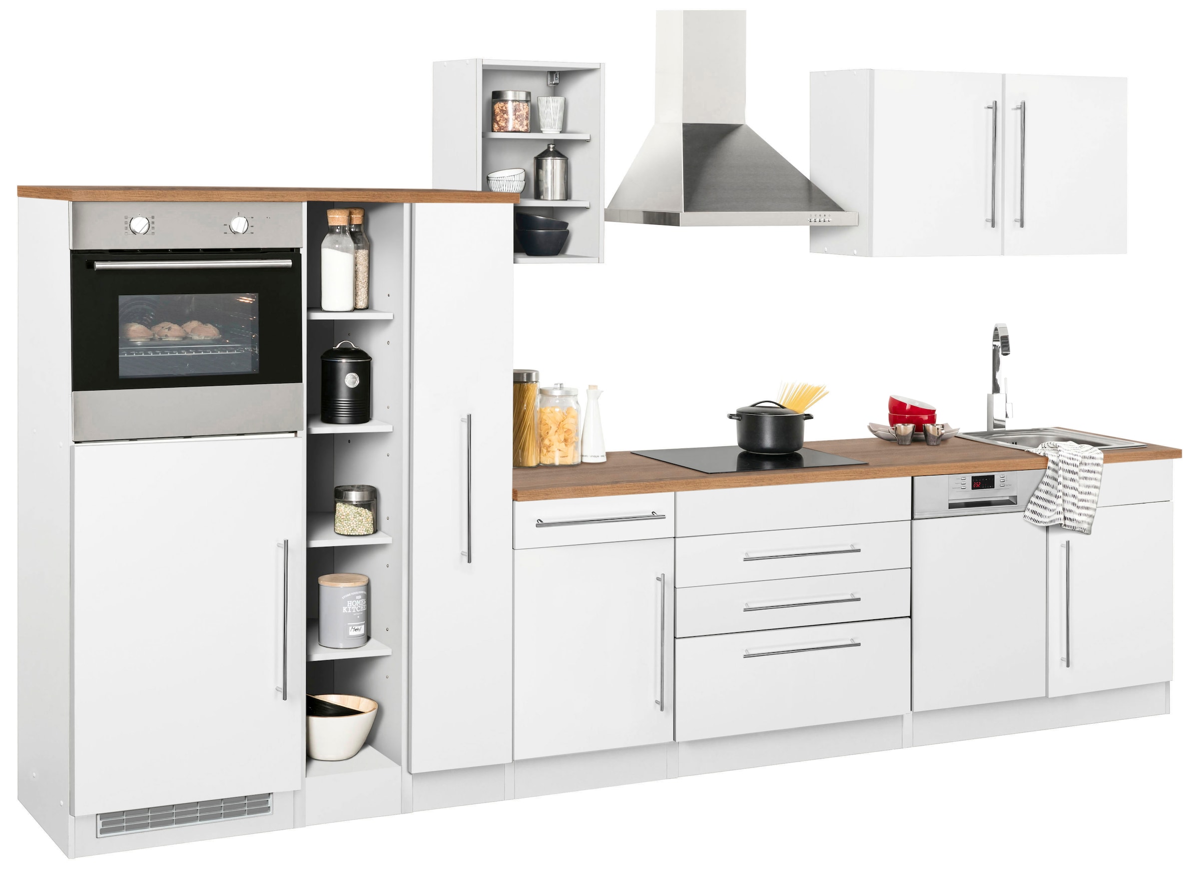 HELD MÖBEL Küchenzeile »Samos«, mit E-Geräten, Breite 350 cm mit  Stangengriffen aus Metall auf Rechnung bestellen
