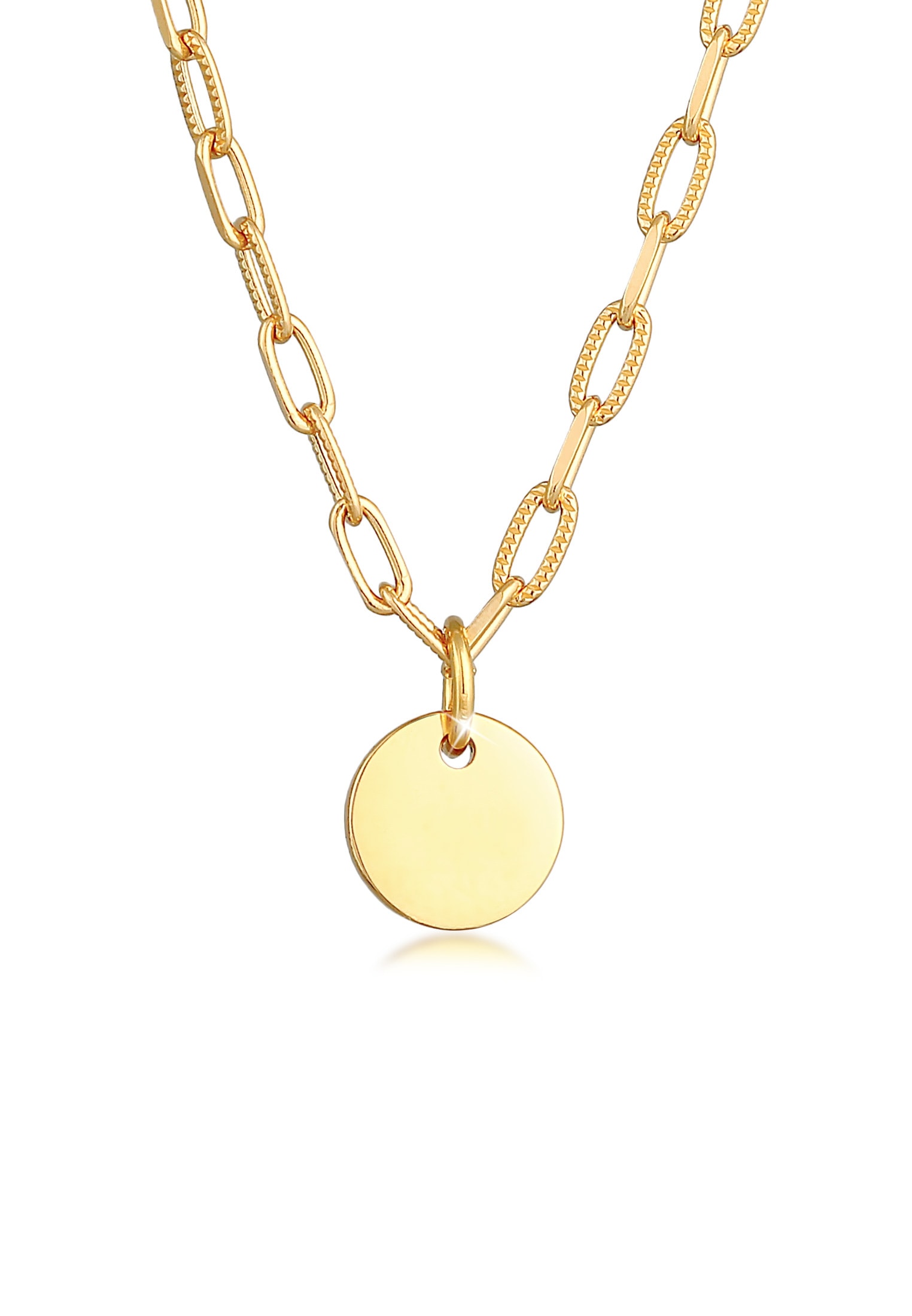 Elli Kette mit Anhänger »Plättchen Coin Gliederkette Trend 925 Silber«