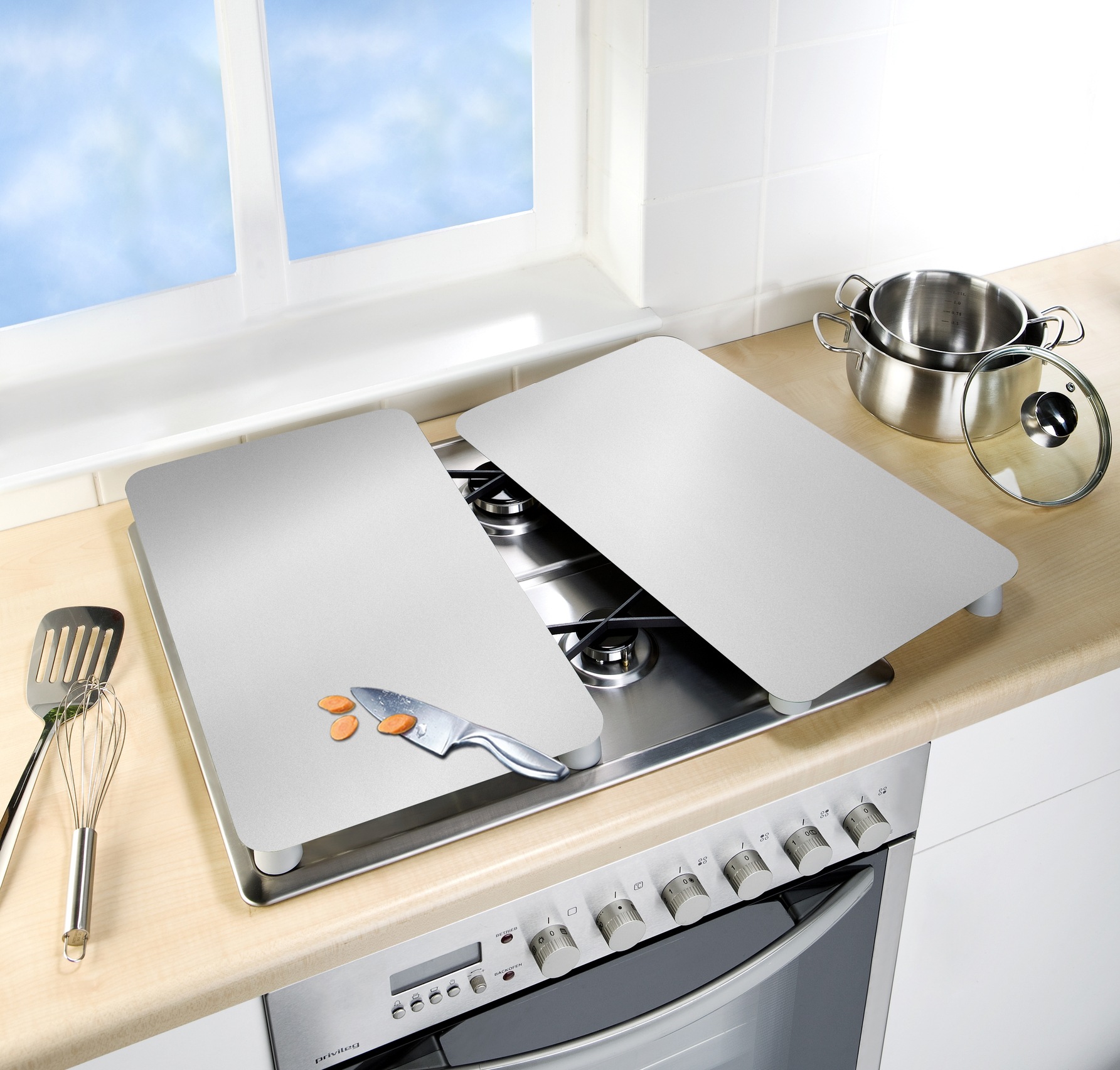 WENKO Herd-Abdeckplatte »Universal Modell Silber«, (Set, 2 tlg.), Herdabdec günstig online kaufen