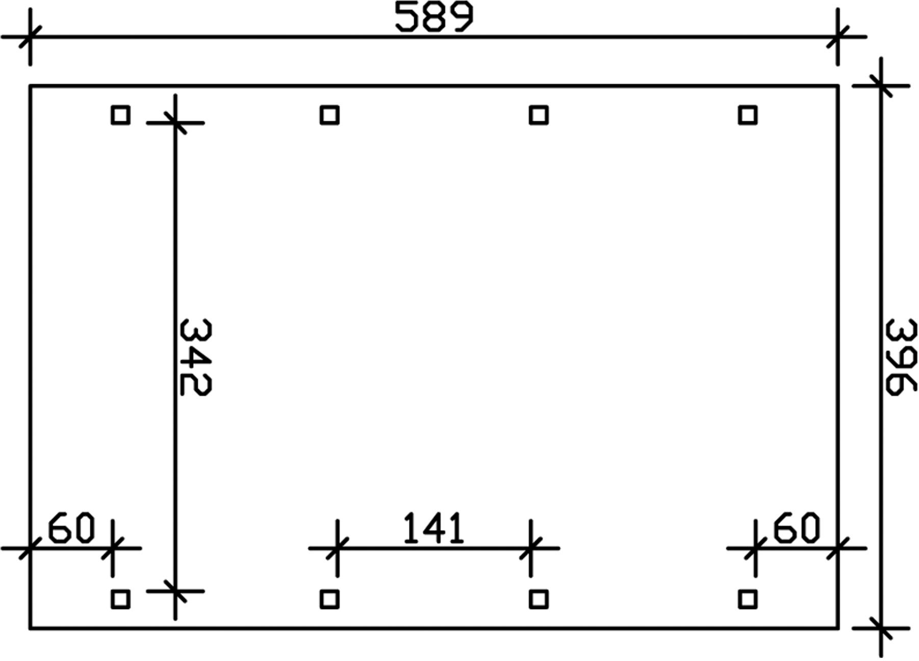 Skanholz Einzelcarport »Spreewald«, Nadelholz, 342 cm, Grün, mit Aluminiumdach, rote Blende