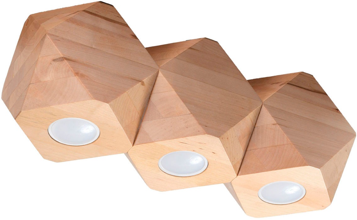 SOLLUX lighting Deckenleuchte »WOODY«, 3 flammig, Leuchtmittel GU10   ohne günstig online kaufen