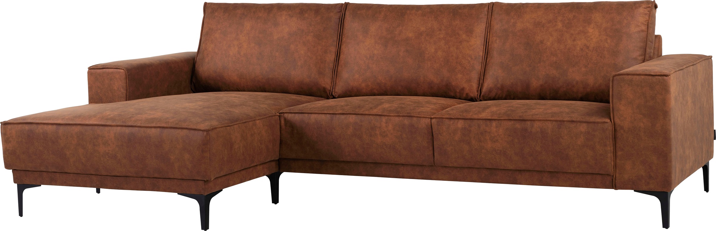 Places of Style Ecksofa »Polsterecke Oland, Struktur, Flachgewebe, Luxus-Microfaser, Boucle«, L-Form, 280 cm, Wellenunterfederung, Skandi-Design, Metallfüße