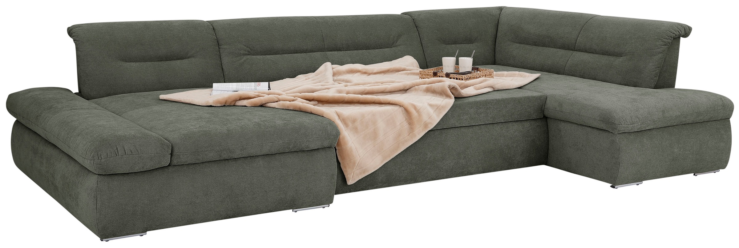 INOSIGN Wohnlandschaft »Avesa U-Form«, Wahlweise mit Armteilverstellung und Bettfunktion, B/T/H: 355/216/80cm