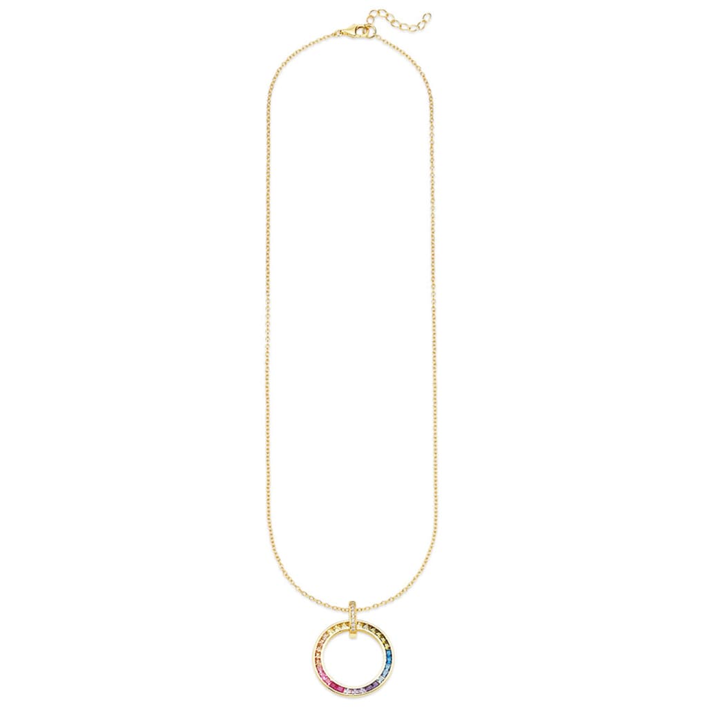 Bruno Banani Kette mit Anhänger »Schmuck Geschenk Silber 925 Halsschmuck Halskette Regenbog Gold«, mit Zirkonia (synth.)