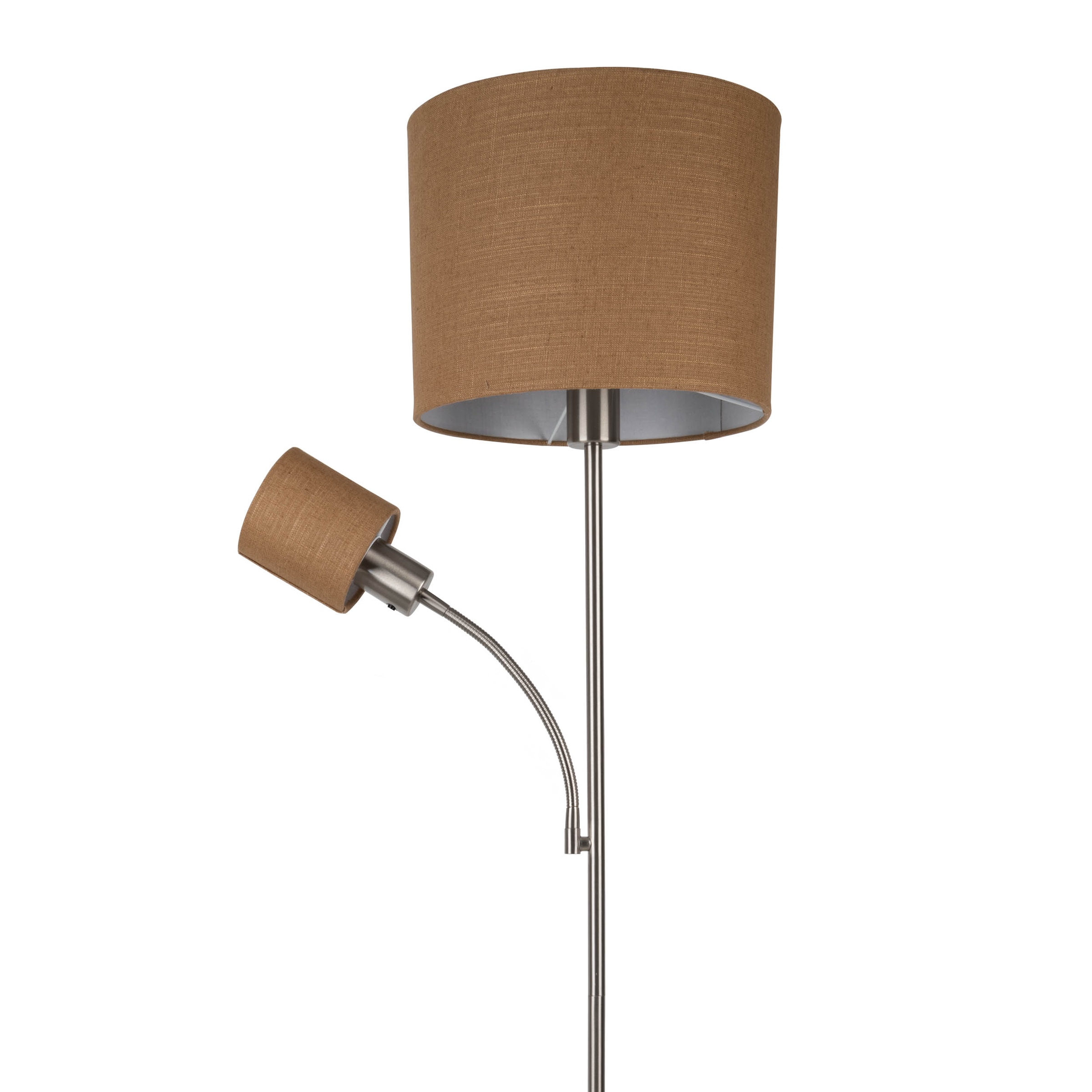 näve Stehlampe »Filomena« E14 | E27 1 Stk. Schirm braun, inkl. Lesearm, inkl. Druckschalter, H: 165cm