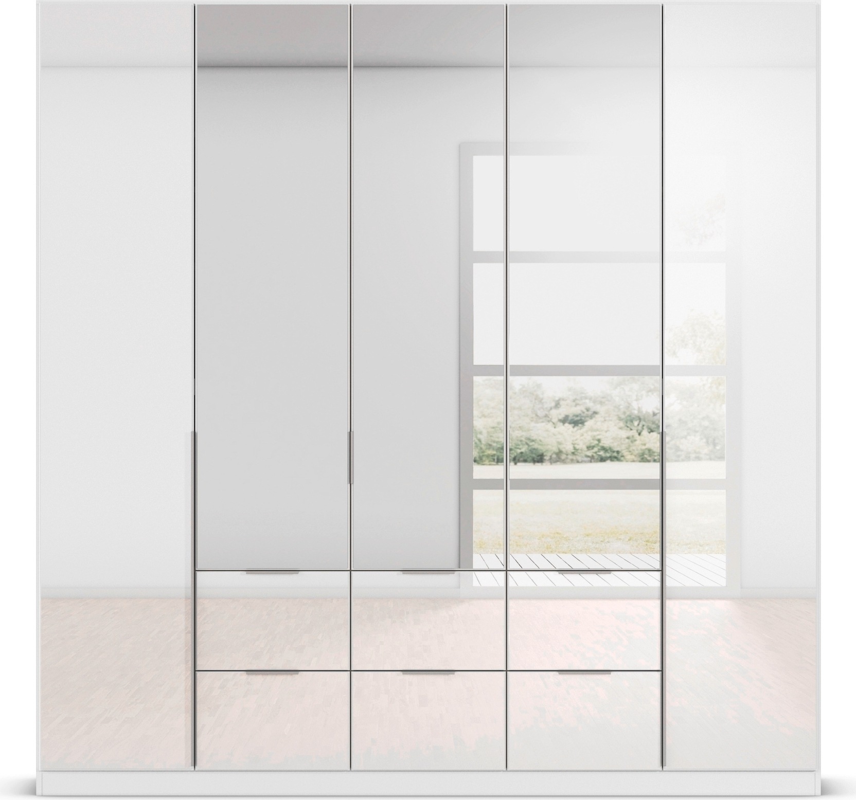 rauch Drehtürenschrank »Kleiderschrank Kleiderschränke Schrank Garderobe AGORDO mit Glasfront«, mit Außenschubkästen, in 6 Breiten und 2 Höhen MADE IN GERMANY