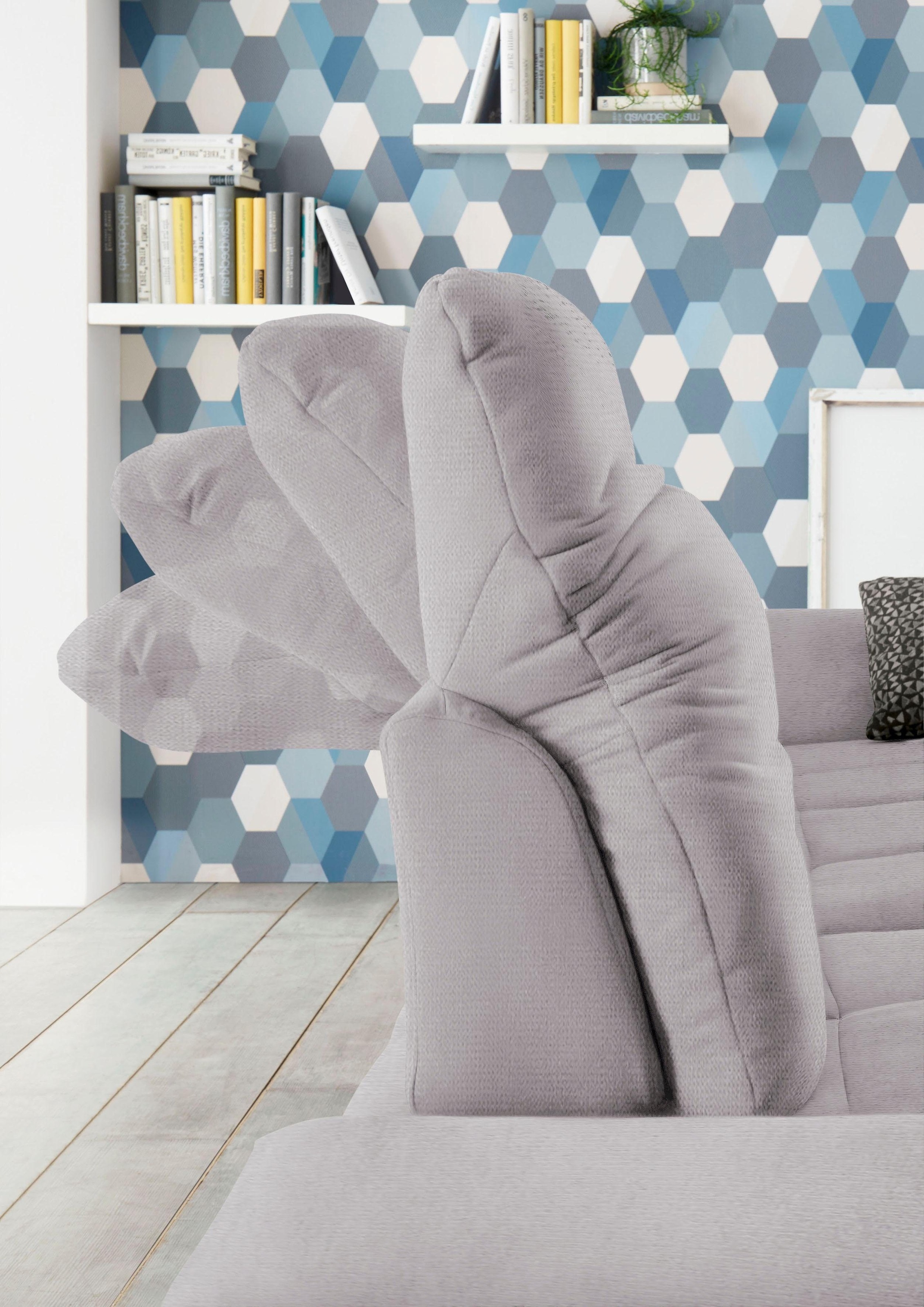 set one by Musterring Ecksofa »SO4100 V«, mit verstellbaren Kopfteilen, wahlweise mit Funktionen, Cord-Bezug