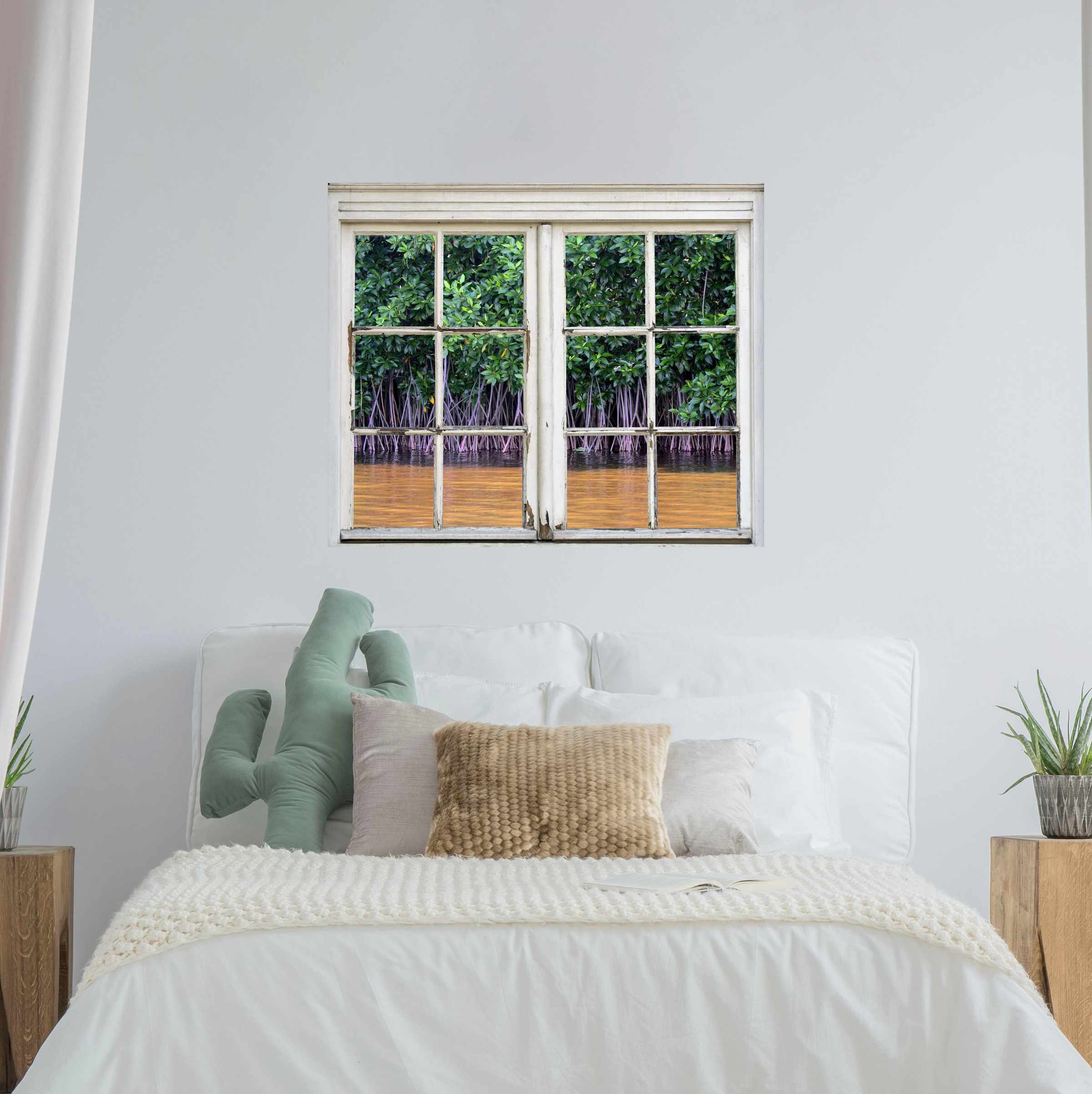 queence Wandsticker »Busch am Wasser«, Wandsticker, Wandbild, selbstklebend, 3D, Fenster