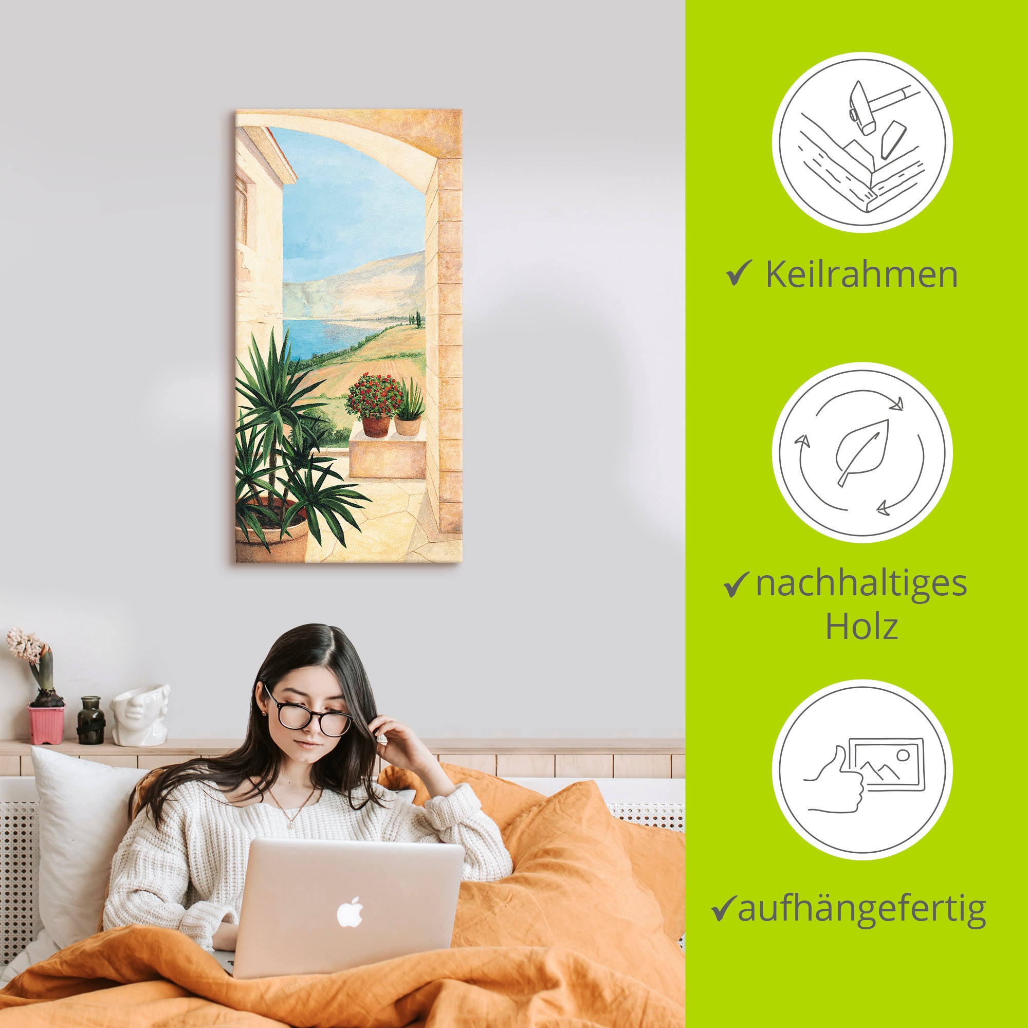 Artland Wandbild »Blick auf Toskanalandschaft«, Fensterblick, (1 St.), als Alubild, Outdoorbild, Leinwandbild, Poster, Wandaufkleber