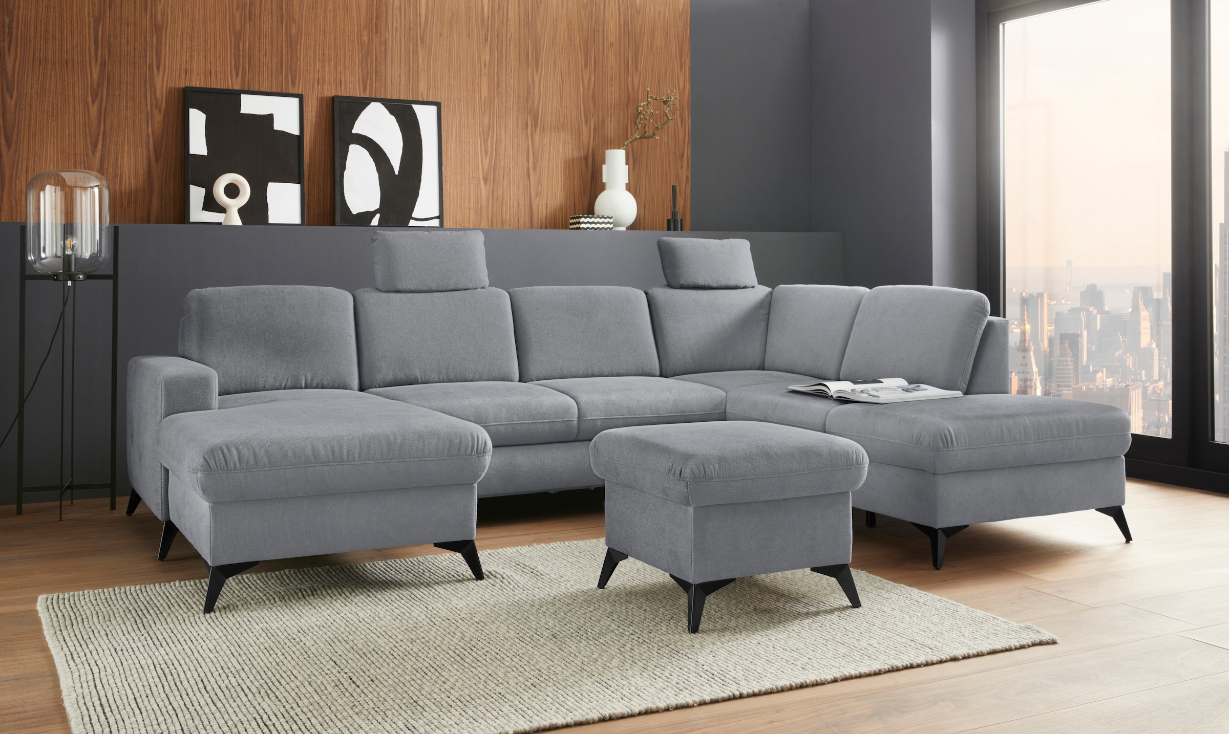 Home affaire Wohnlandschaft »Lolland U-Form« Wahlweise mit Bettfunktion und günstig online kaufen