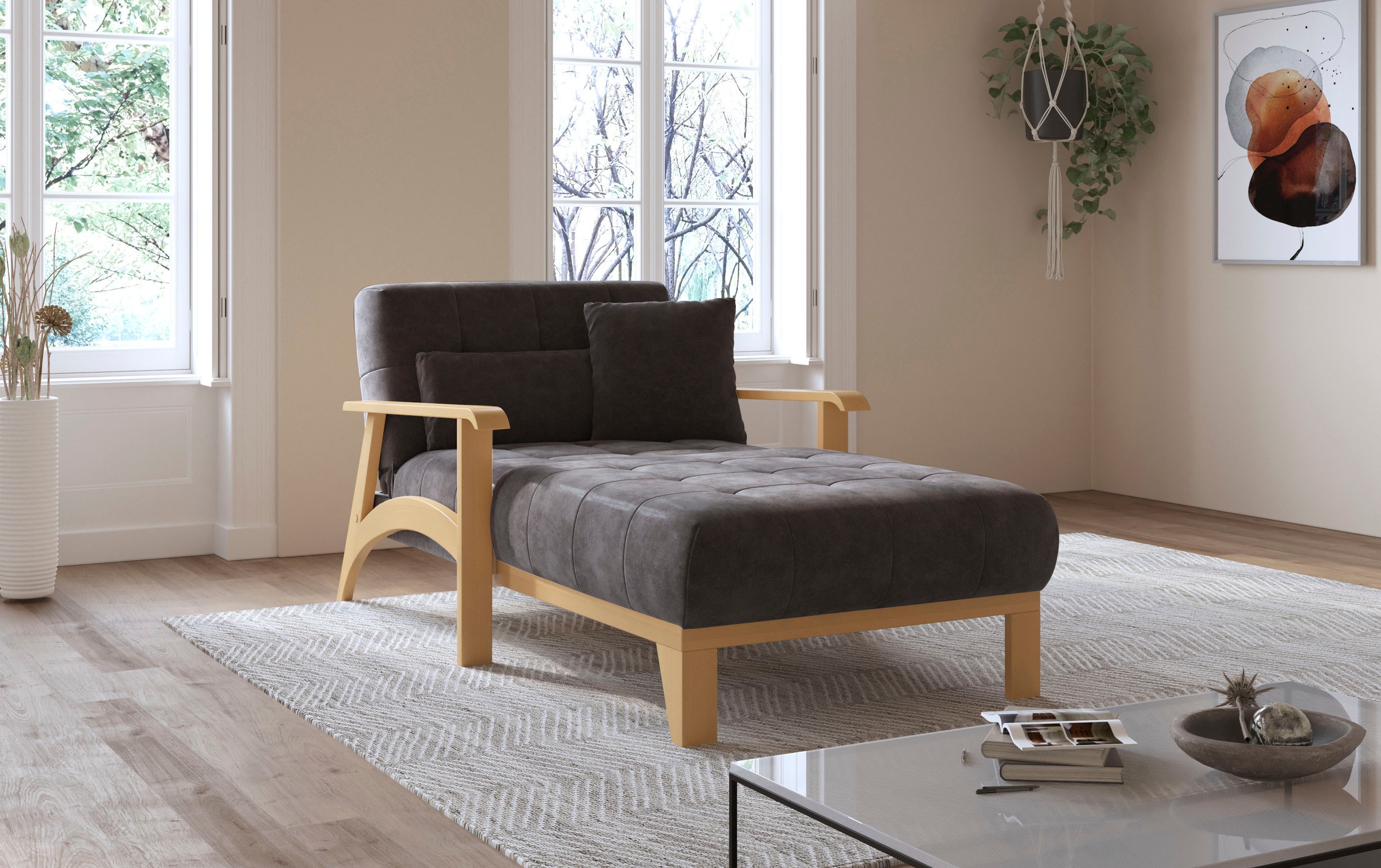 sit&more Recamiere »Billund«, Armlehnen aus eichefarbigem Buchenholz, verschiedene Bezüge und Farben