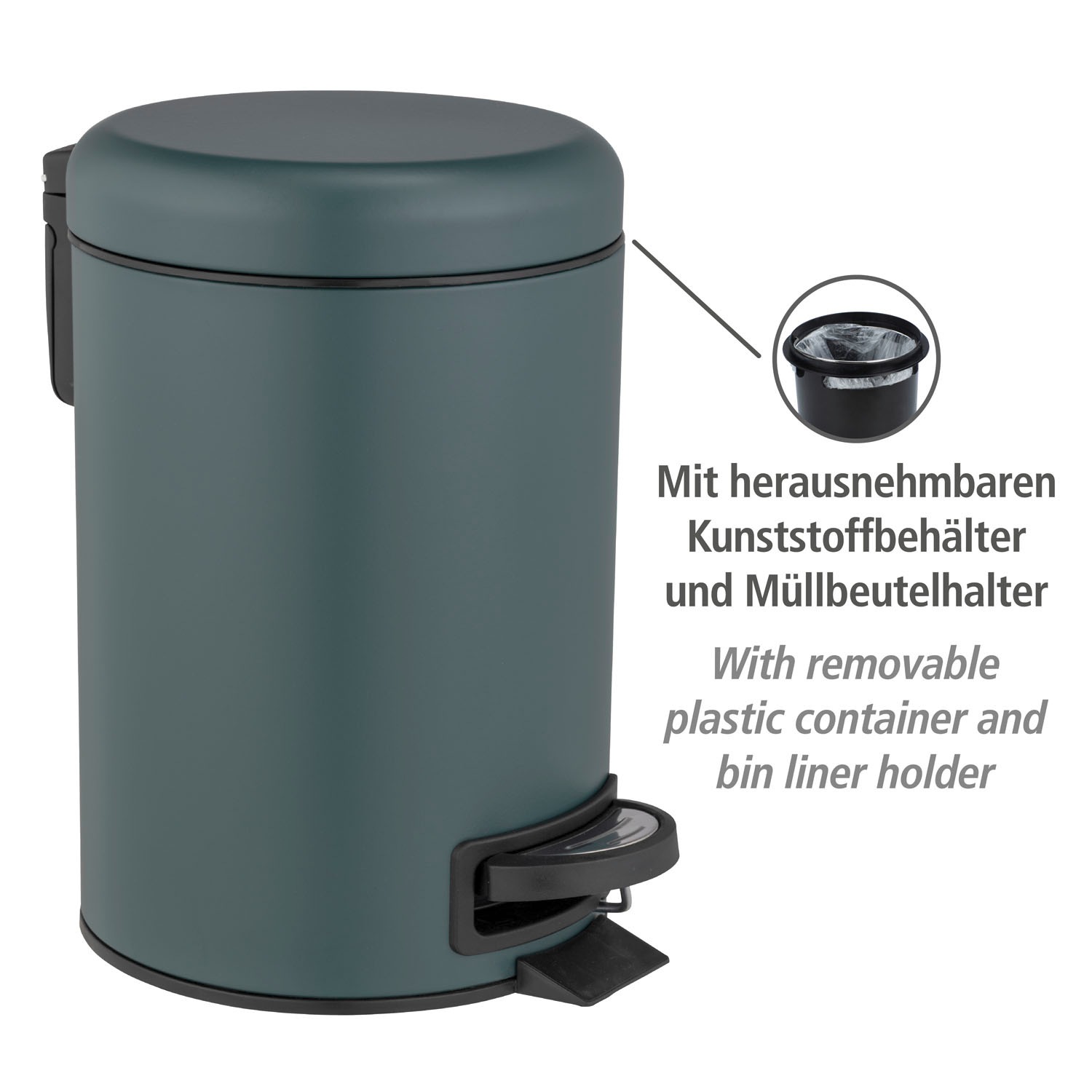 WENKO Kosmetikeimer »Leman«, dunkelgrün, 3 Liter