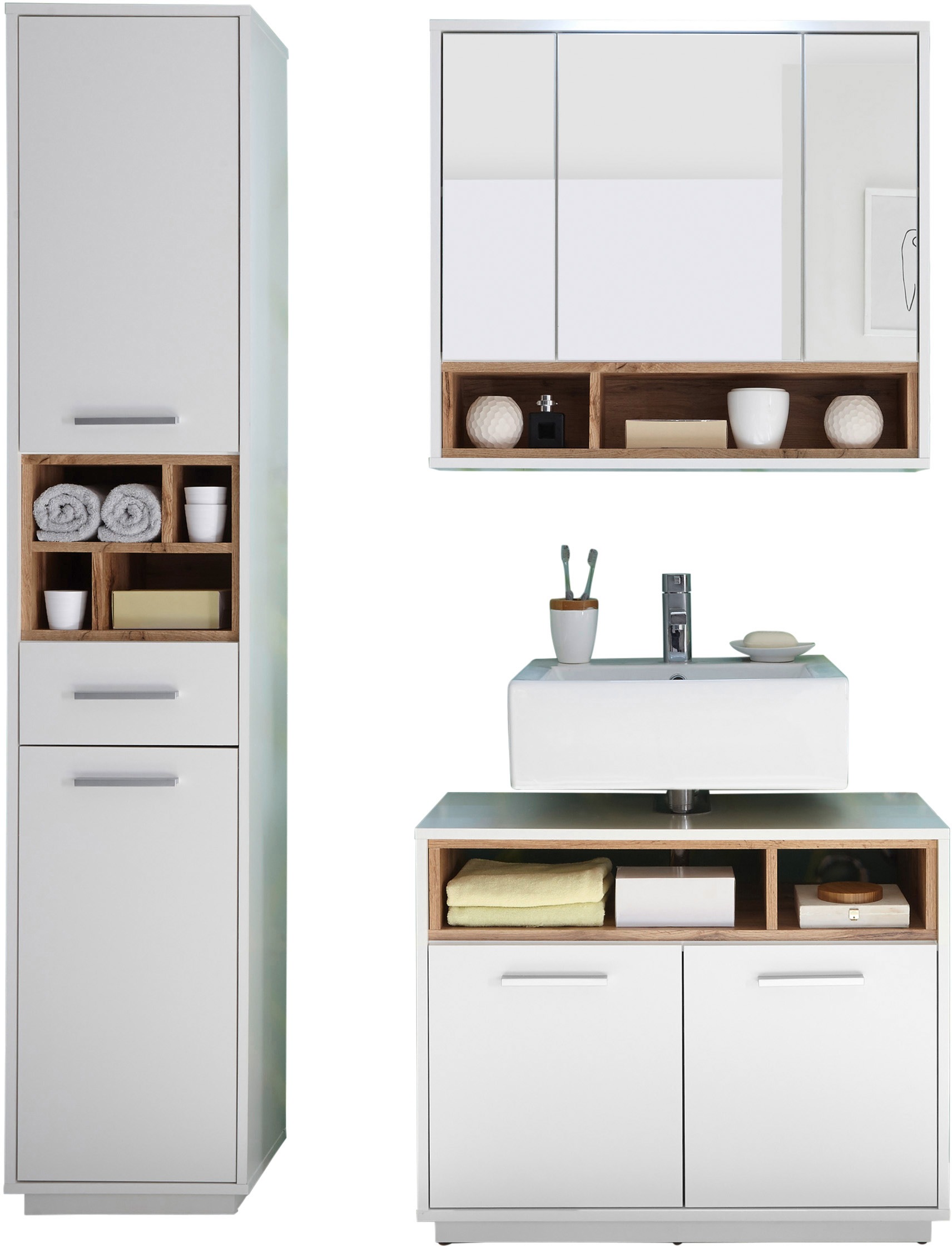 BASIC by Balculina Badmöbel-Set »Mila, Badezimmerset BxHxT 118x191x40 cm«, günstig online kaufen